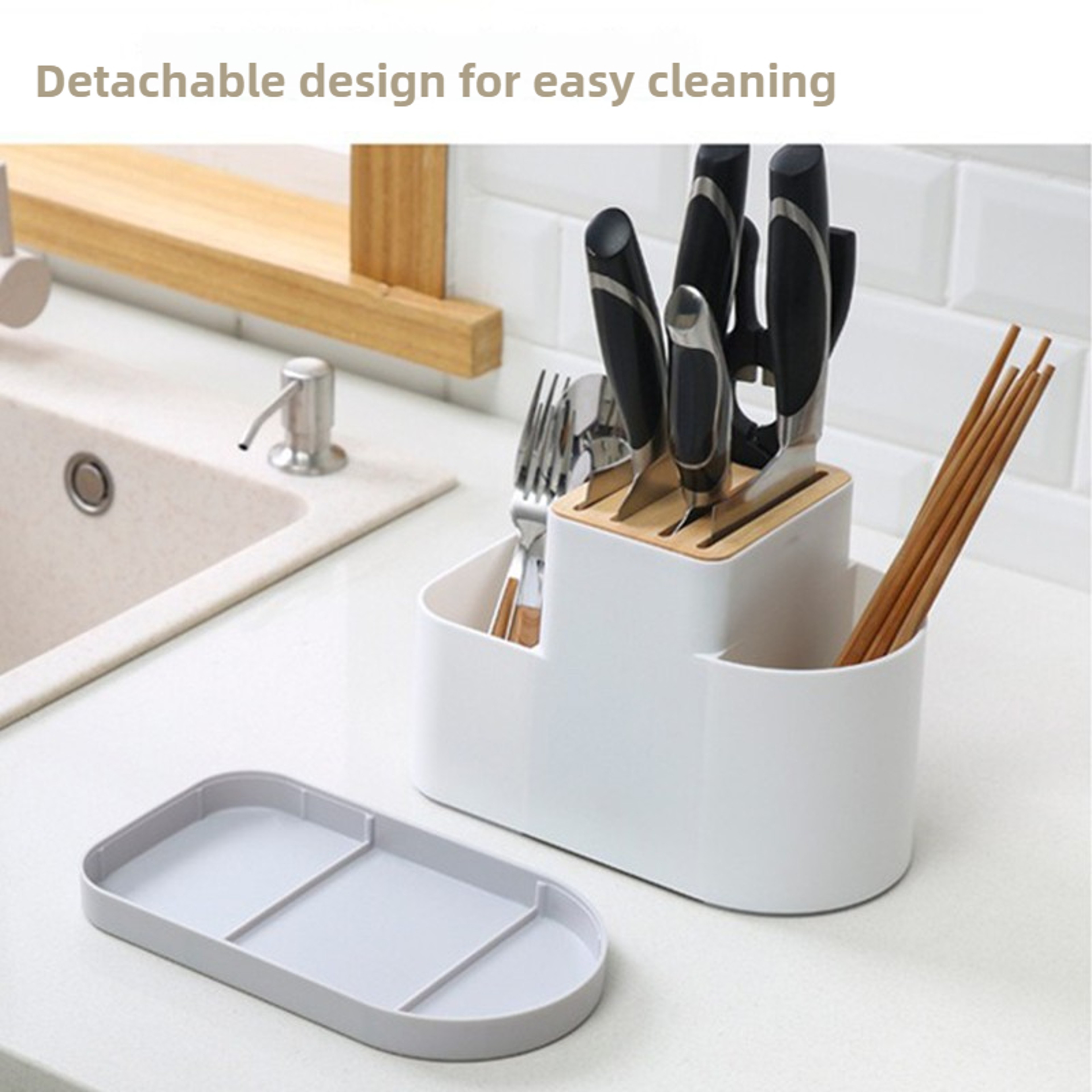 Kitchen Knife  Utensils Holder Caddy Cutlery Organizer For Countertop 2