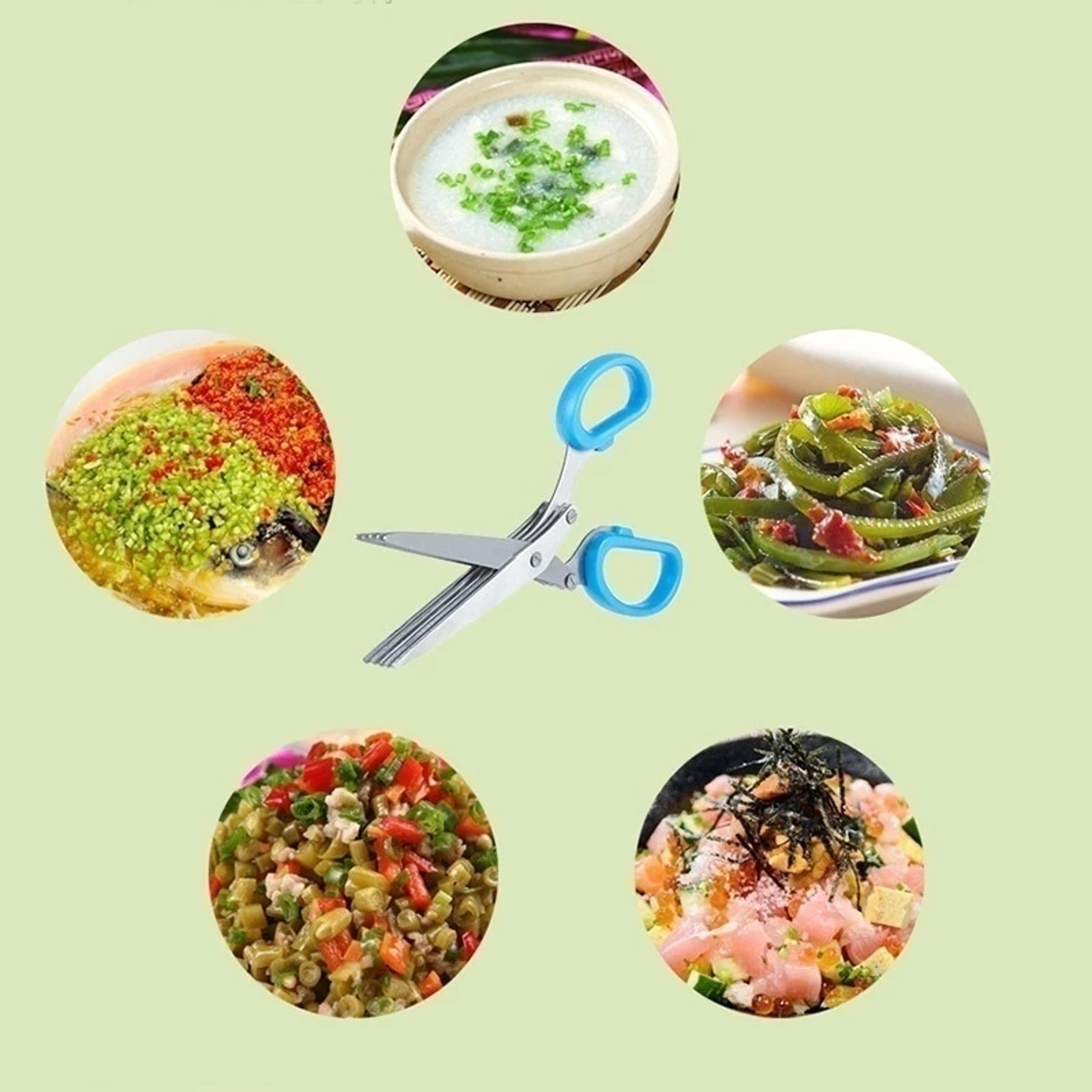 Multi Layer Stainless Steel Kitchen Scissors  Herb Cutter 5