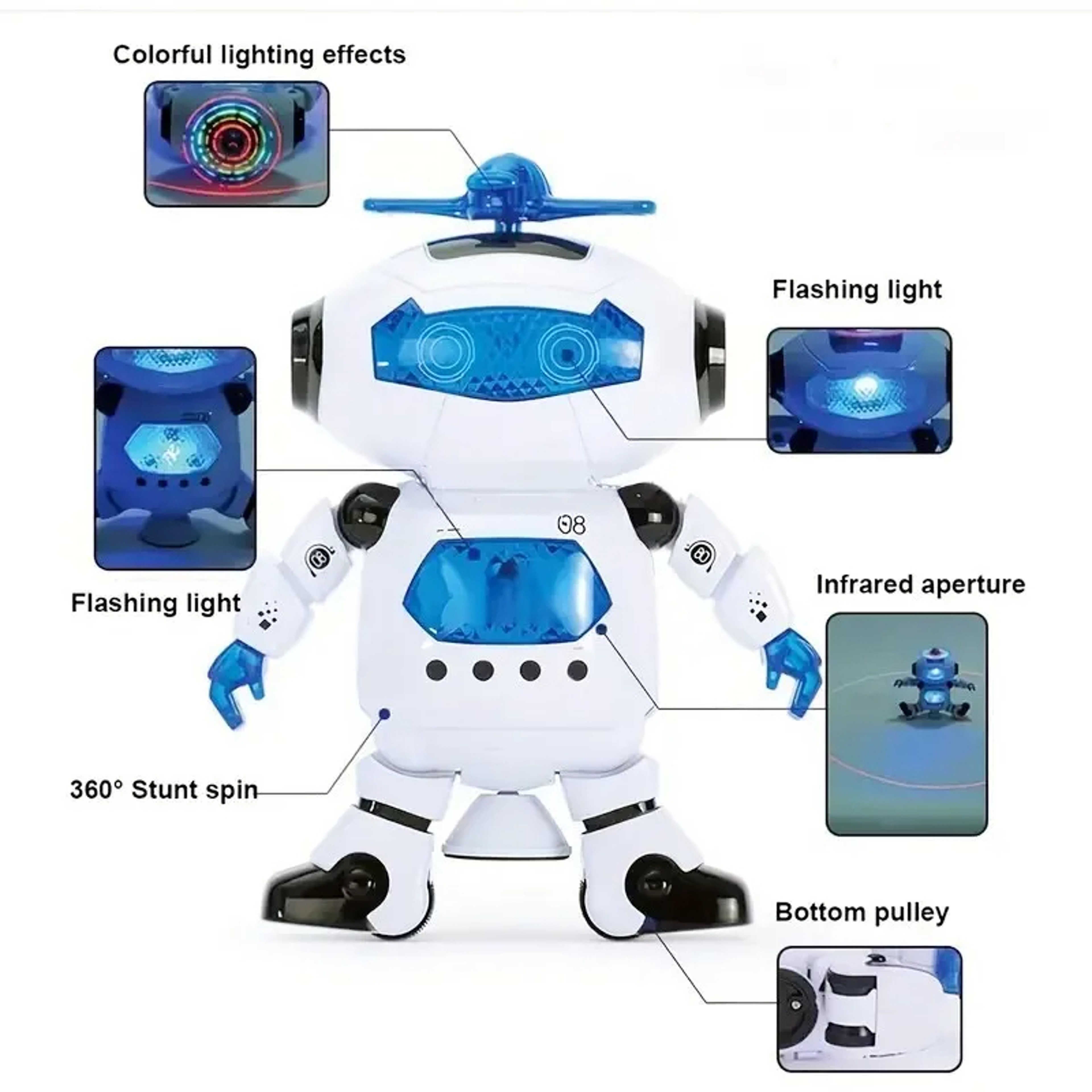Kids Dancing Robot Toy With Music LED Lights  Walking Action 2