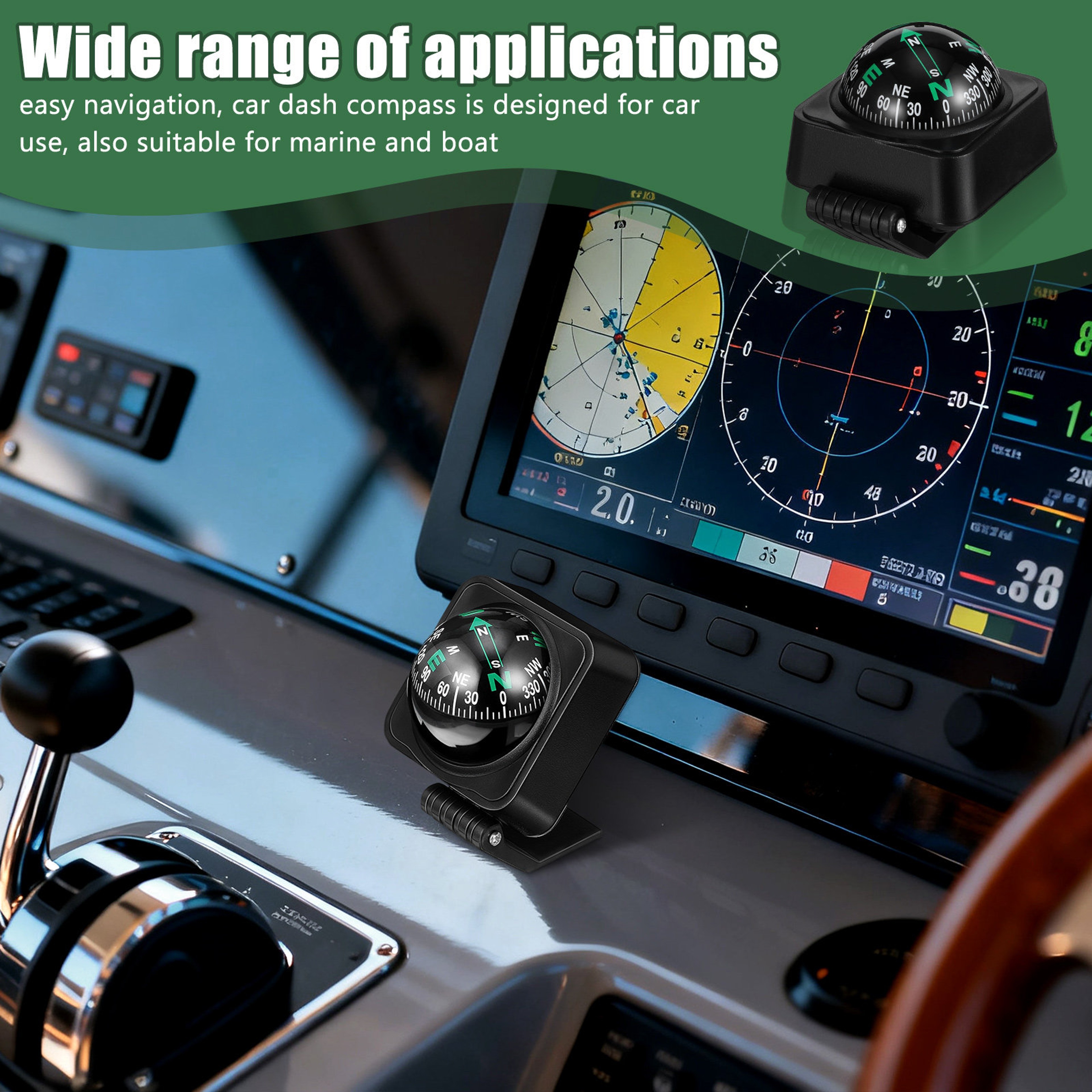 Car Dashboard Compass Ball Vehicle Navigation & Boat Compass Guide Direction Tool – view 4