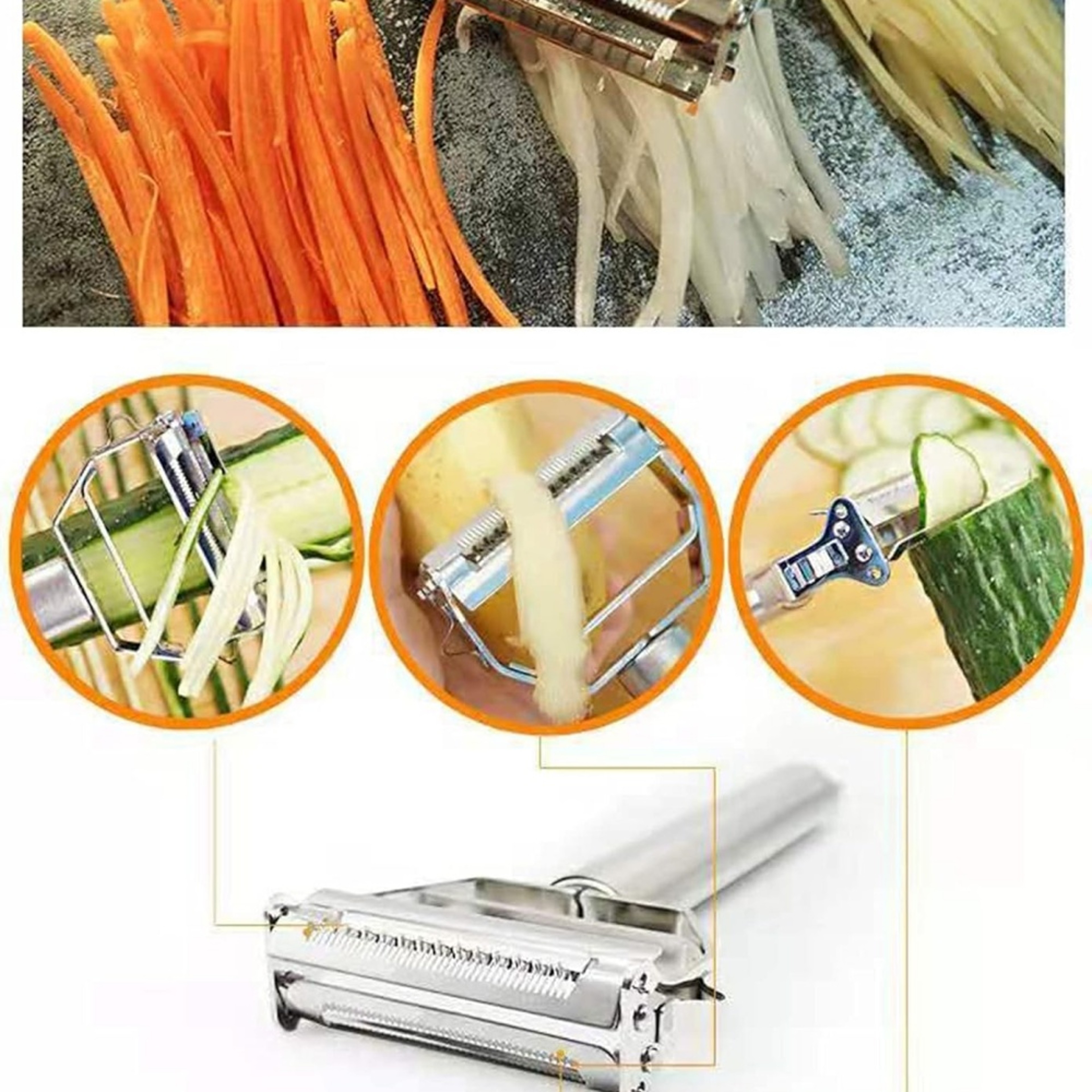 Premium Stainless Double Sided Vegetable Peeler  Multi Functional Grater 3