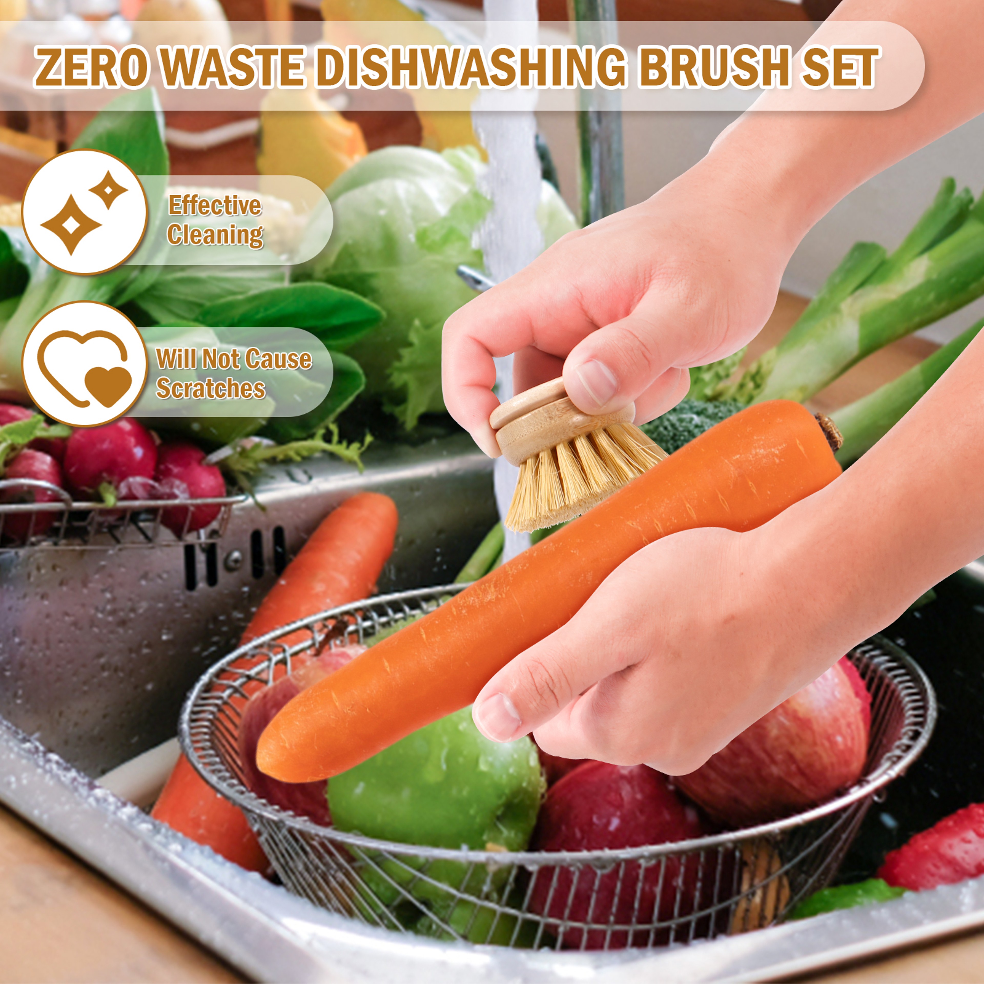Eco Friendly Bamboo Kitchen Dish Brush for Pots & Stove Cleaning – view 4
