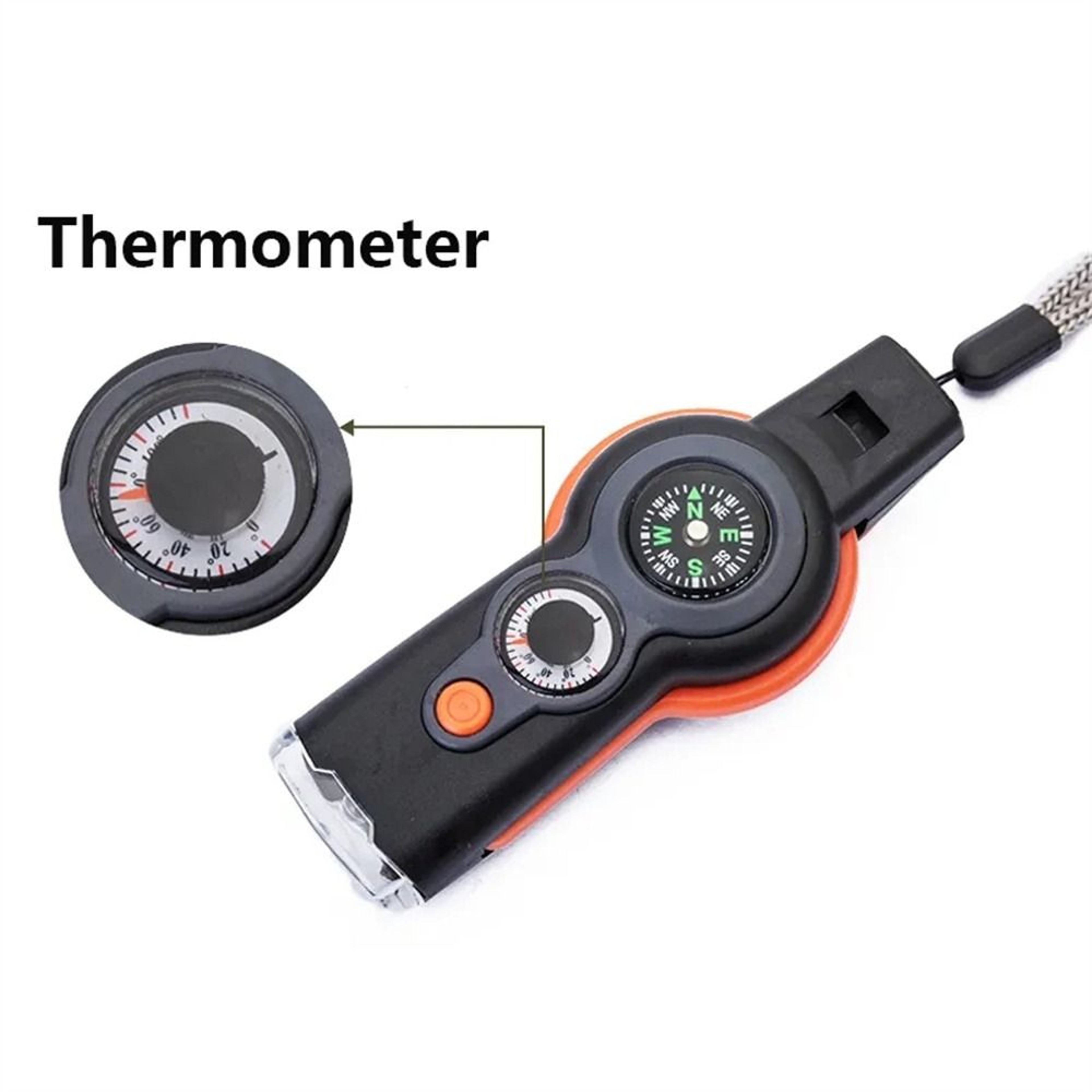 Survival Whistle with Compass, LED Light & Thermometer – view 3