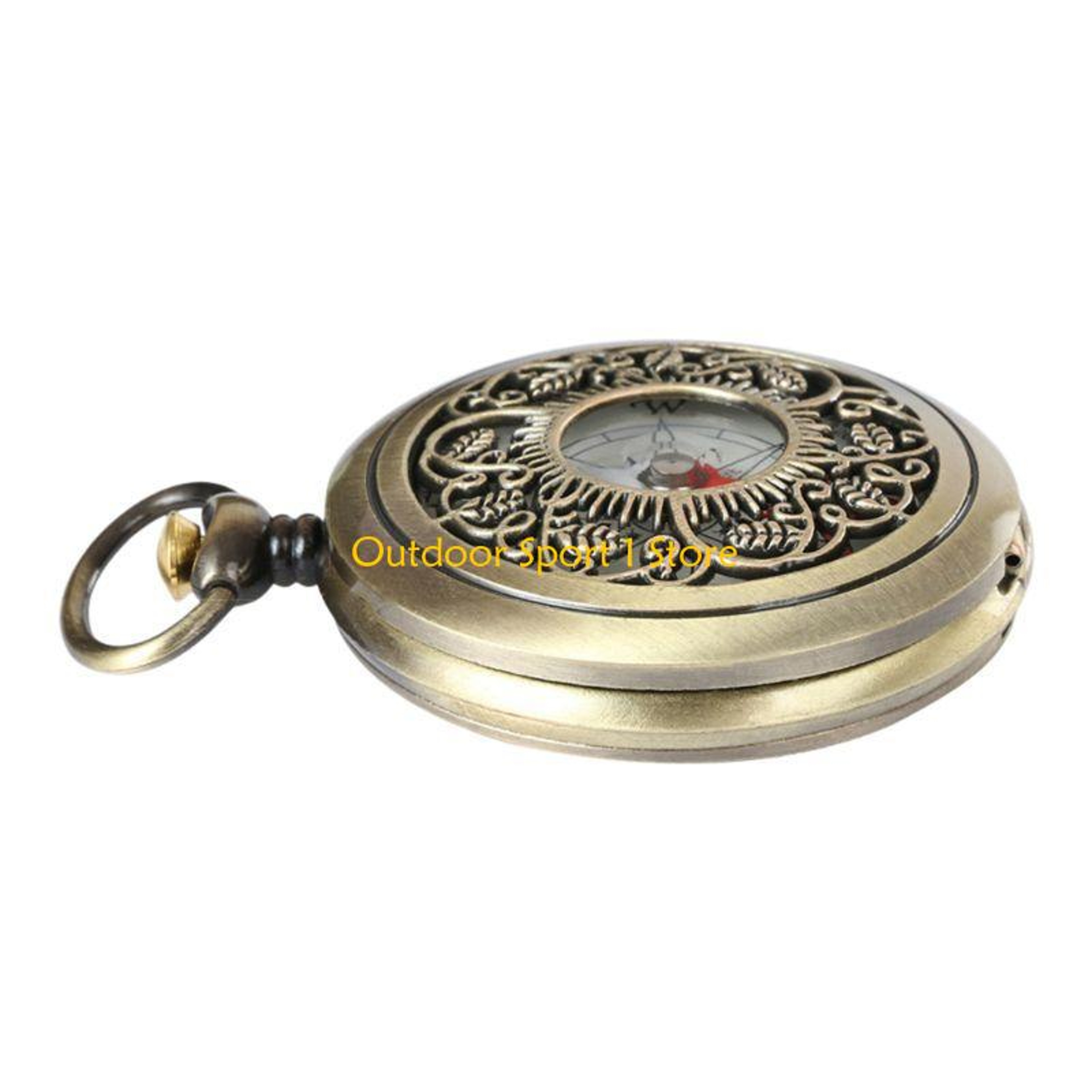 Vintage Pocket Watch Compass Necklace Outdoor Navigation Timepiece – view 5