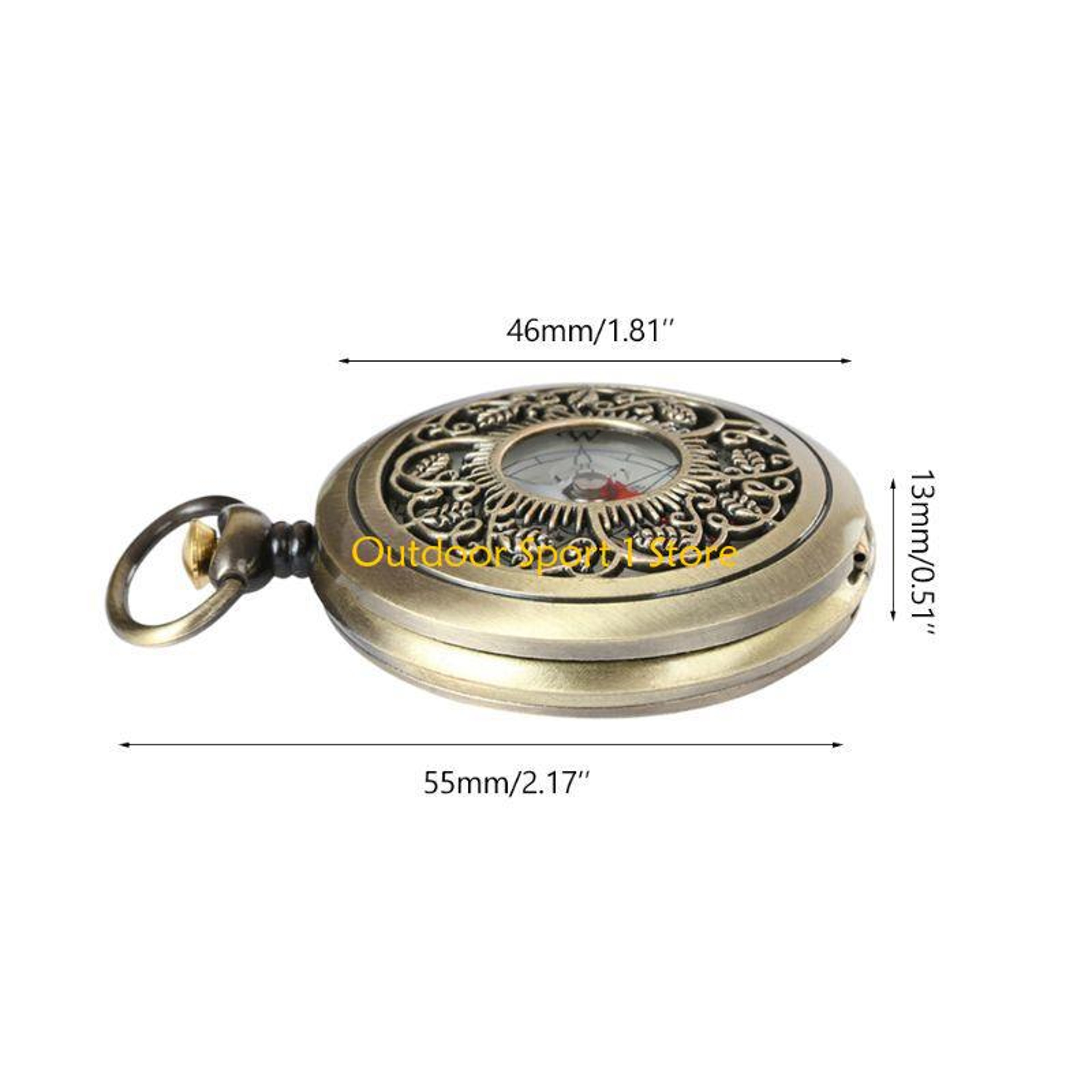 Vintage Pocket Watch Compass Necklace Outdoor Navigation Timepiece – view 6