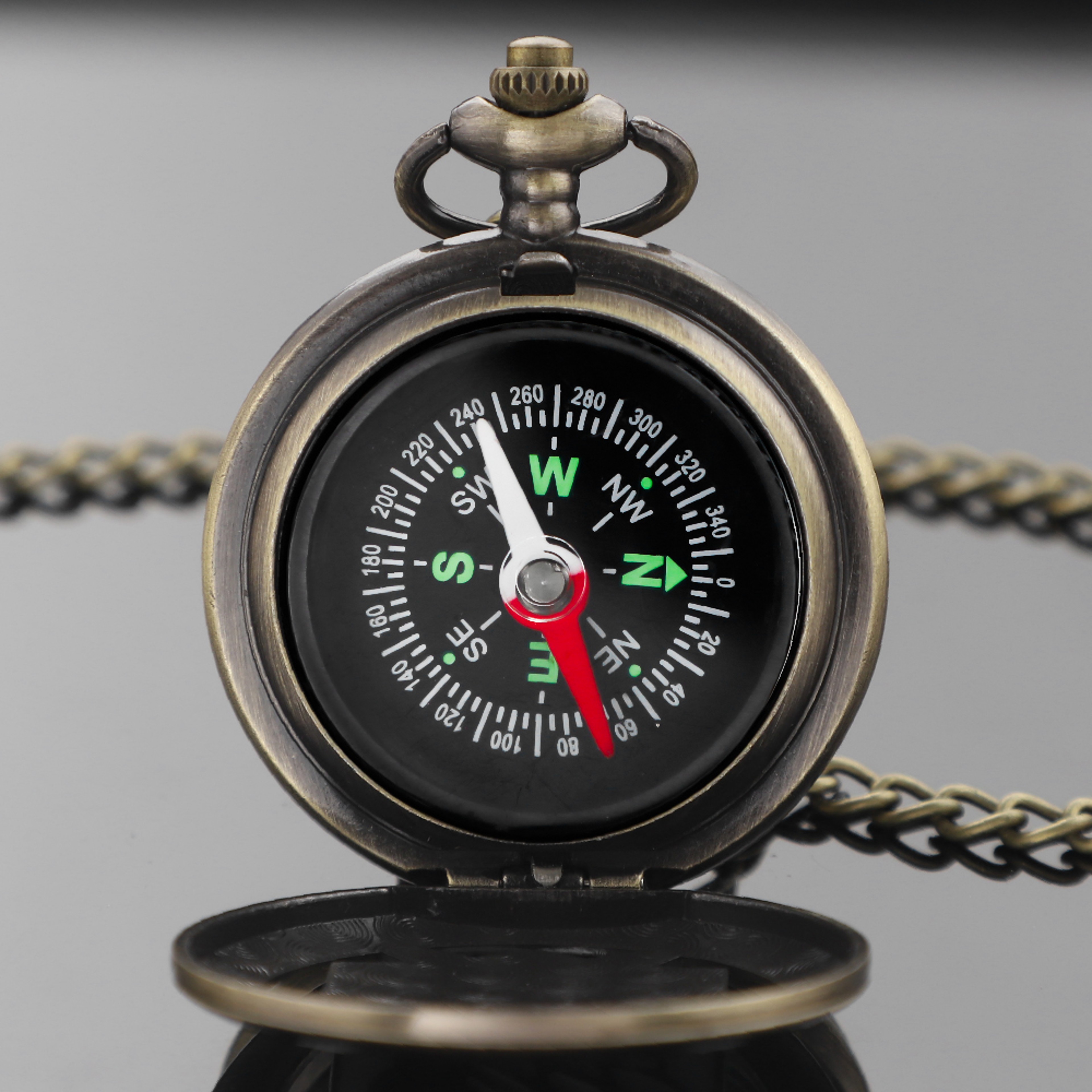 Vintage Anime Compass Pocket Watch Outdoor Hiking Brass Navigation Tool 5