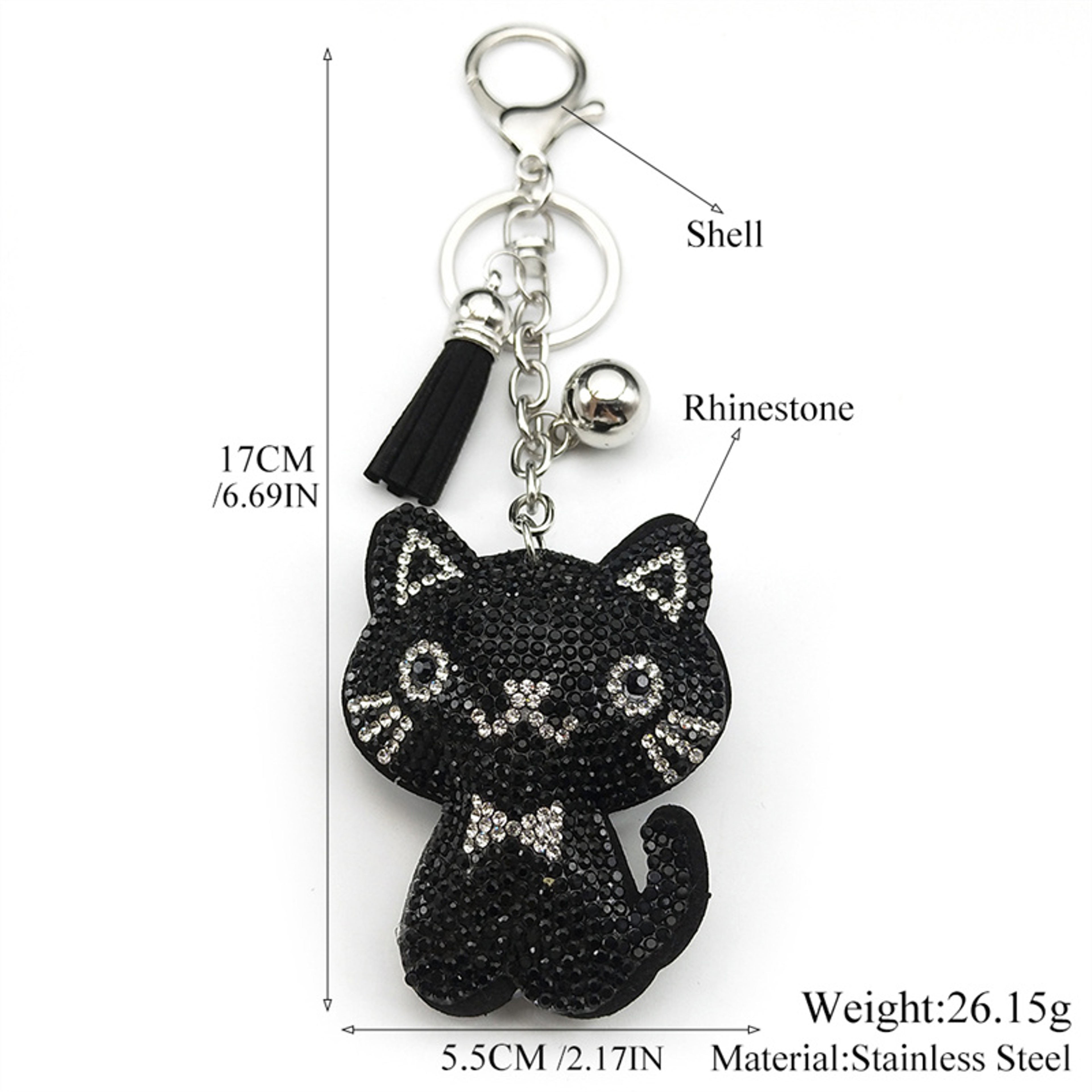 Black Cute Kitty Bowknot Keychain Stylish Cat Keychain – view 6