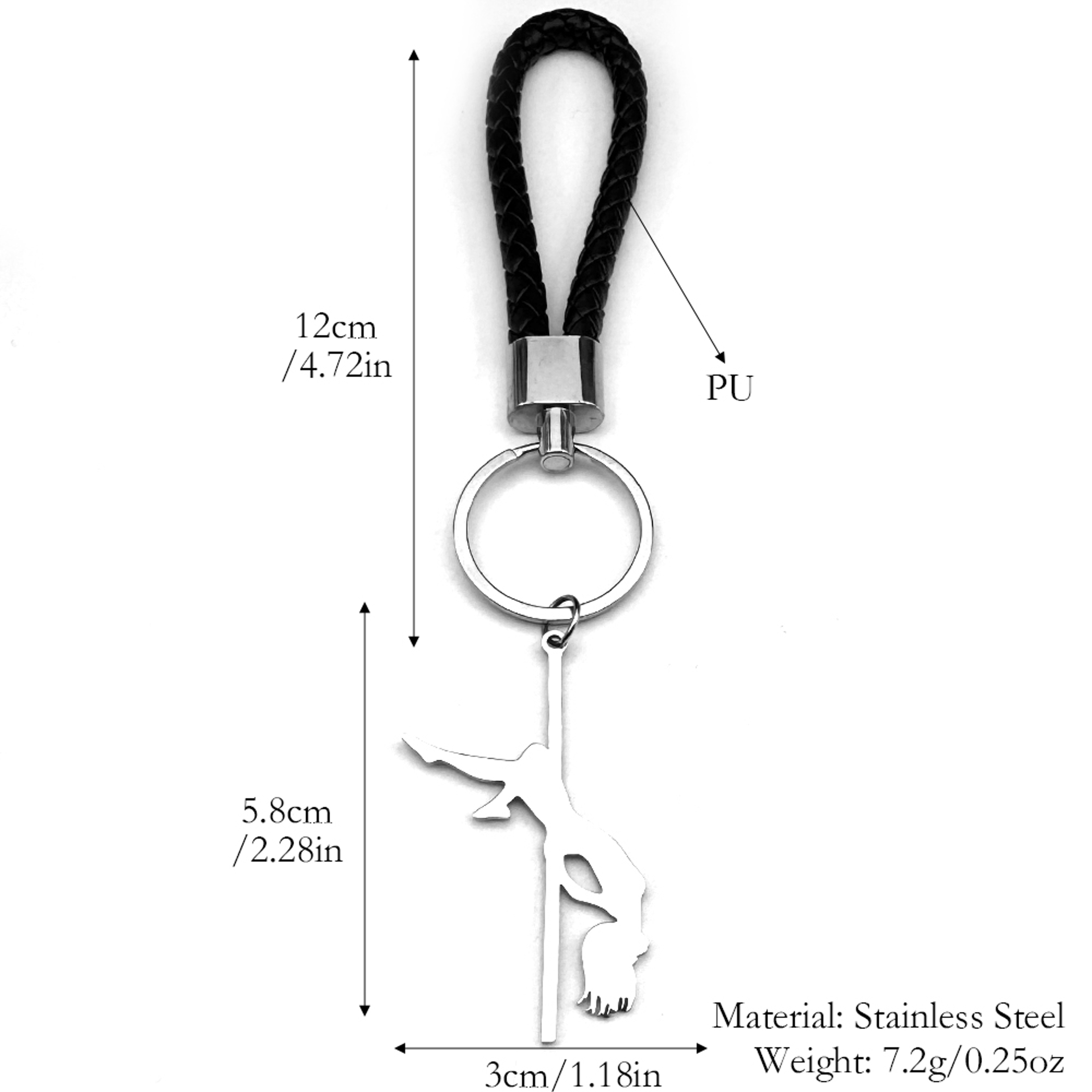 Pole Dance Musical Keychain For Women And Men Stainless Steel  Leather Charm 4