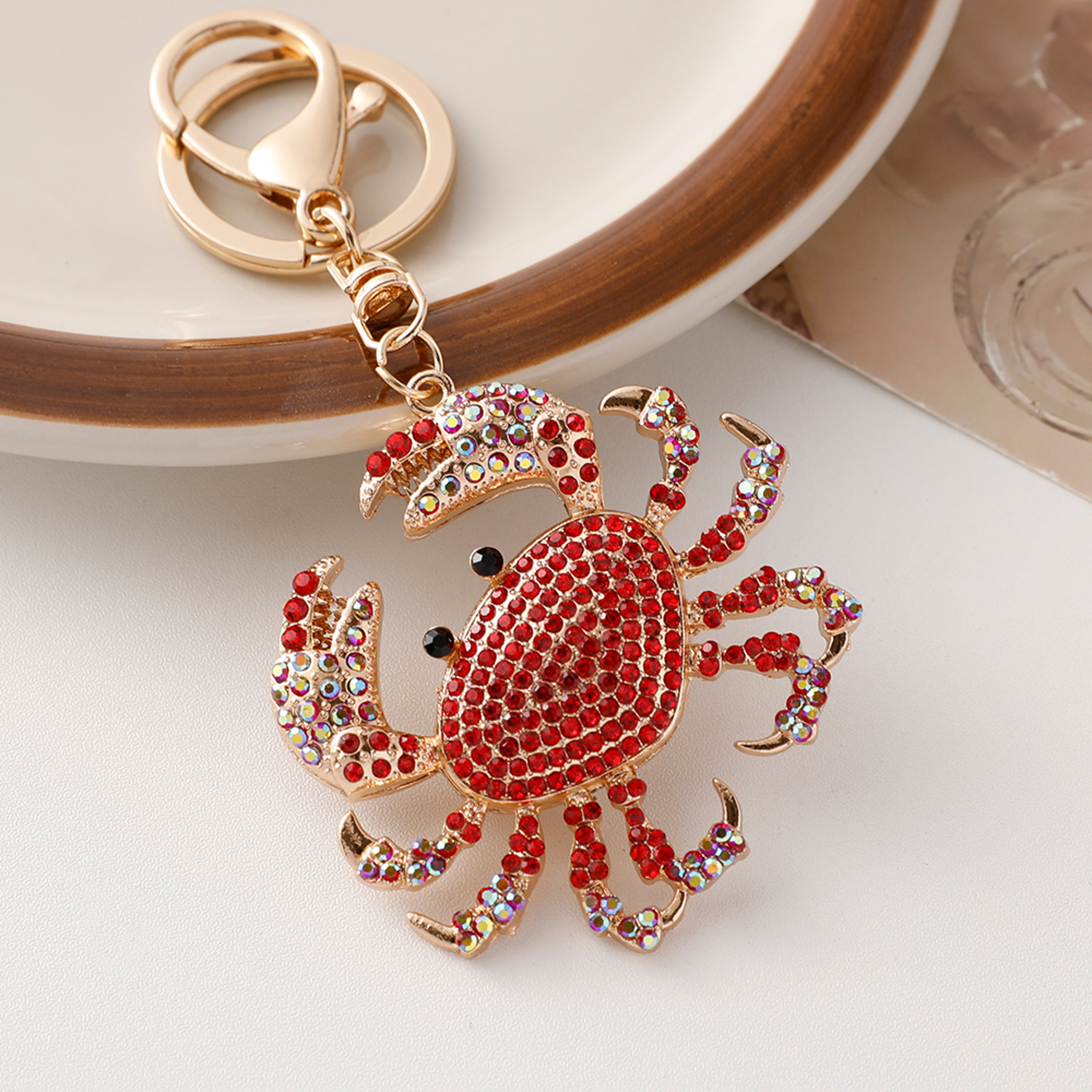 Crystal Crab Keychain Sparkling Beach Souvenir Gift 0