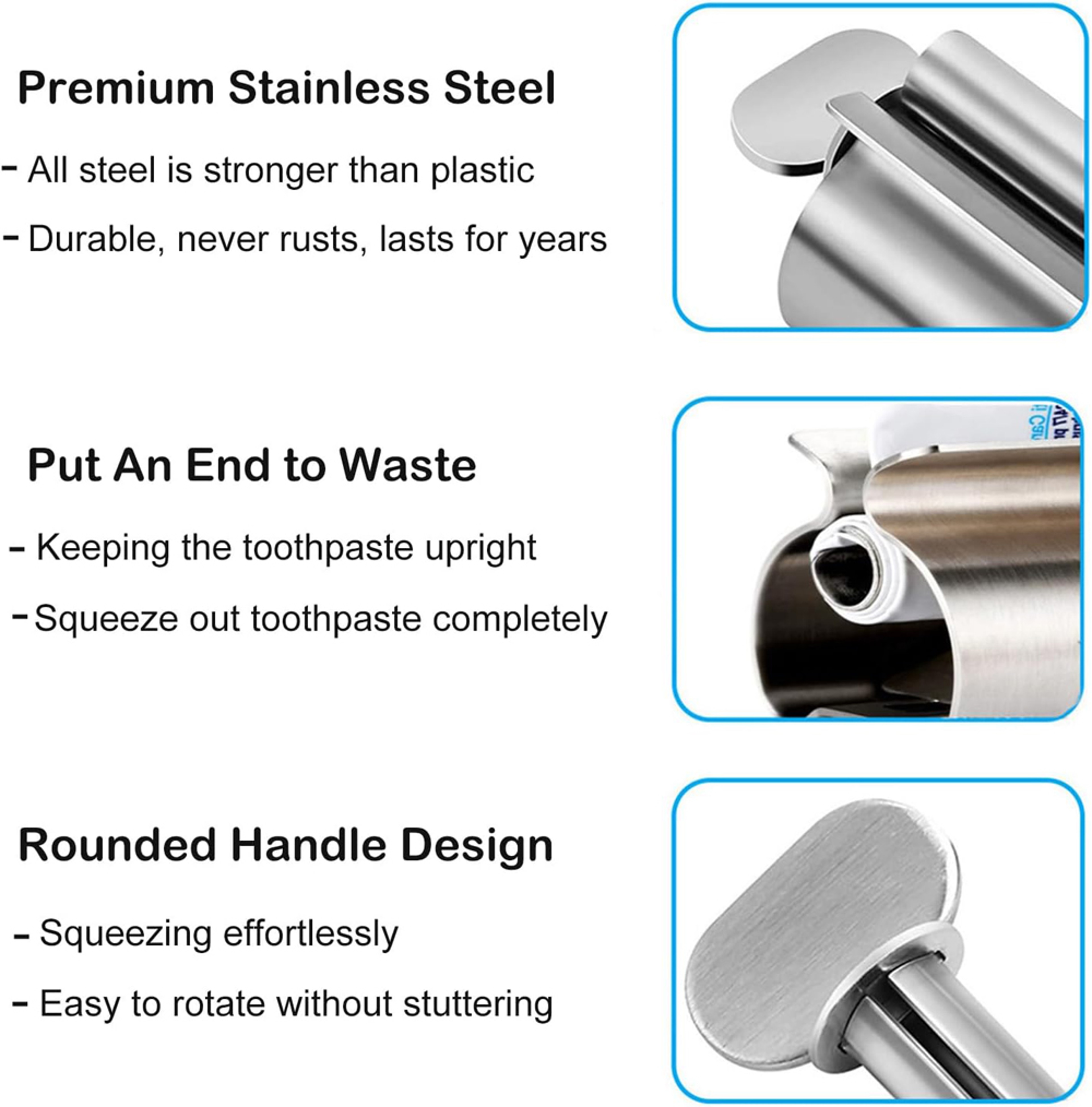 Premium Stainless Steel Toothpaste Squeezer & Tube Roller Dispenser for Ointments & Cosmetics – view 4