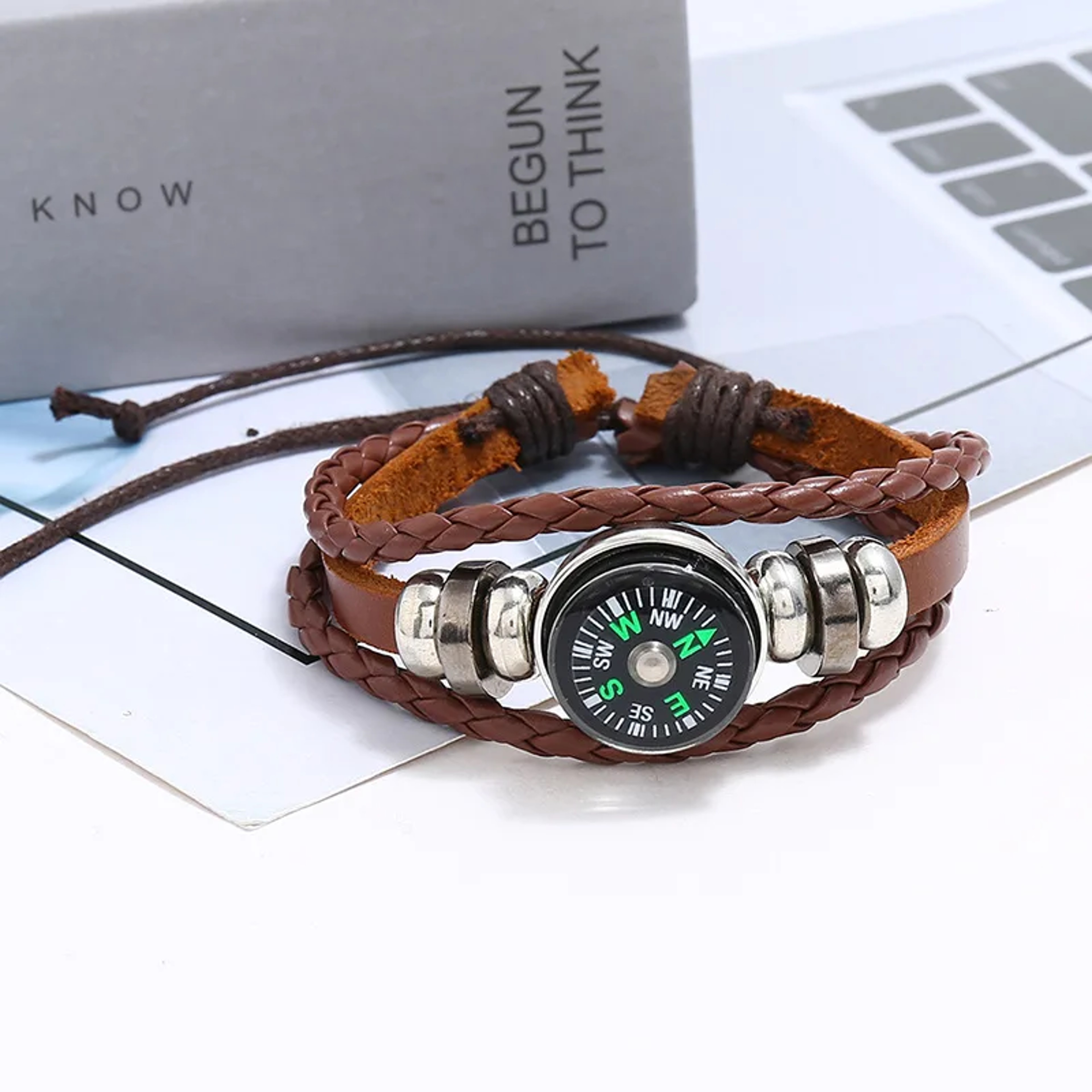Leather Compass Bracelet Multi Layer Outdoor & Hiking Gear – view 3