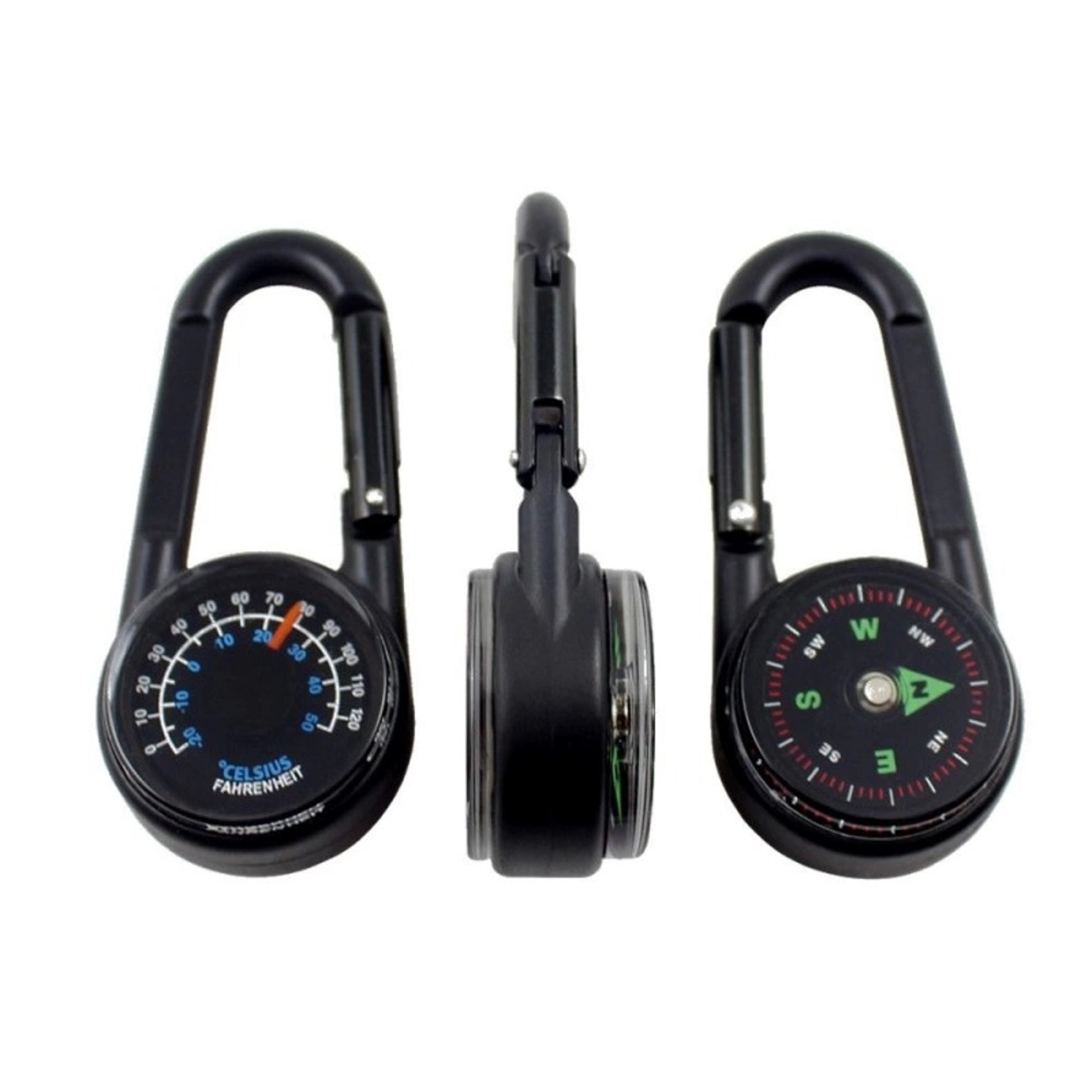 Mini Survival Carabiner Compass Keychain with Thermometer – view 7