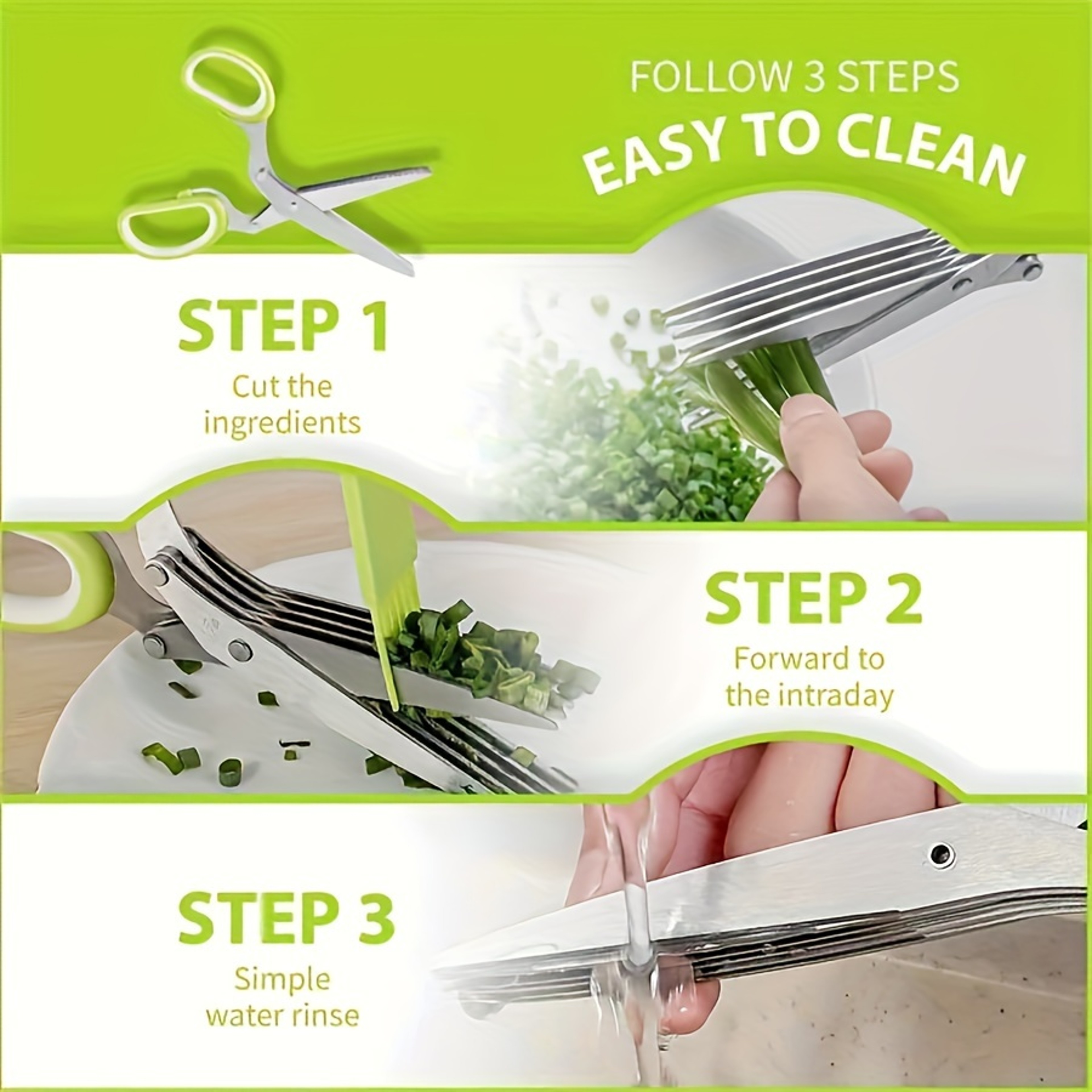 Premium Multi Layer Stainless Steel Kitchen Scissors Herb & Veggie Shredder Shears – view 6