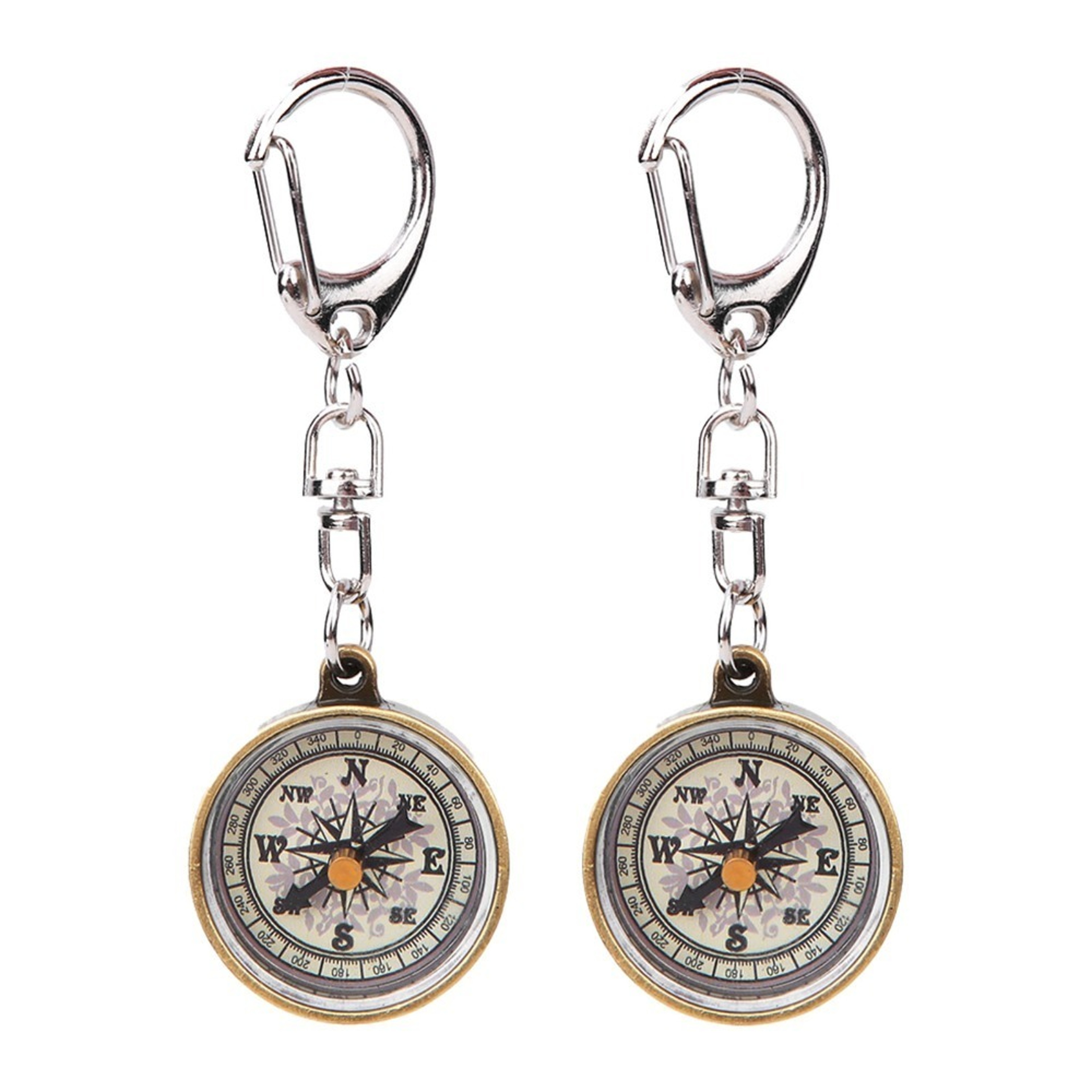 Vintage Outdoor Pocket Compass Keychain Compact Navigation Tool Set 6