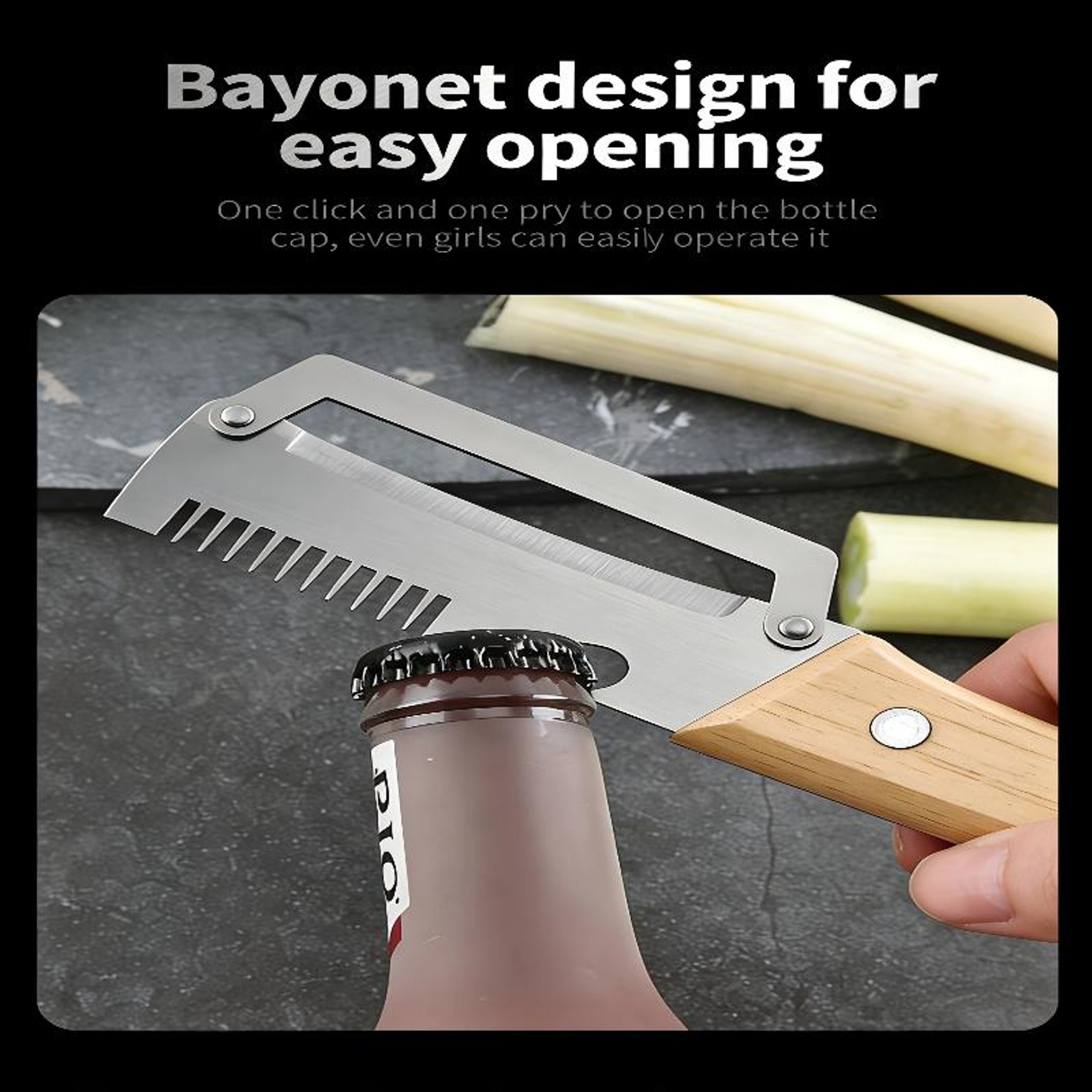 Premium Multi Functional Vegetable Peeler With Wooden Handle  Bottle Opener 3