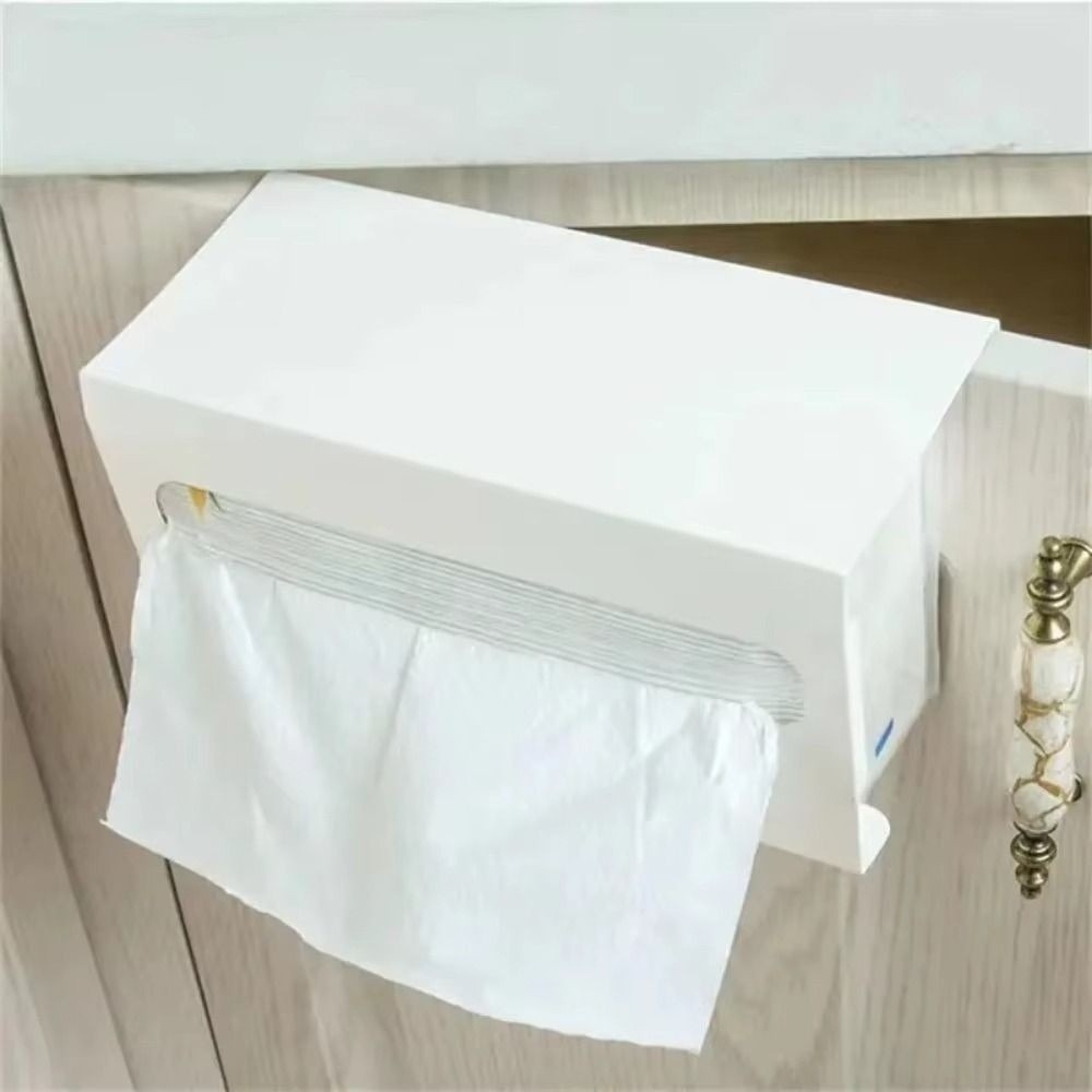 Iron Under Cabinet Paper Towel  Tissue Box Holder Space Saving Drill Free Installation 0