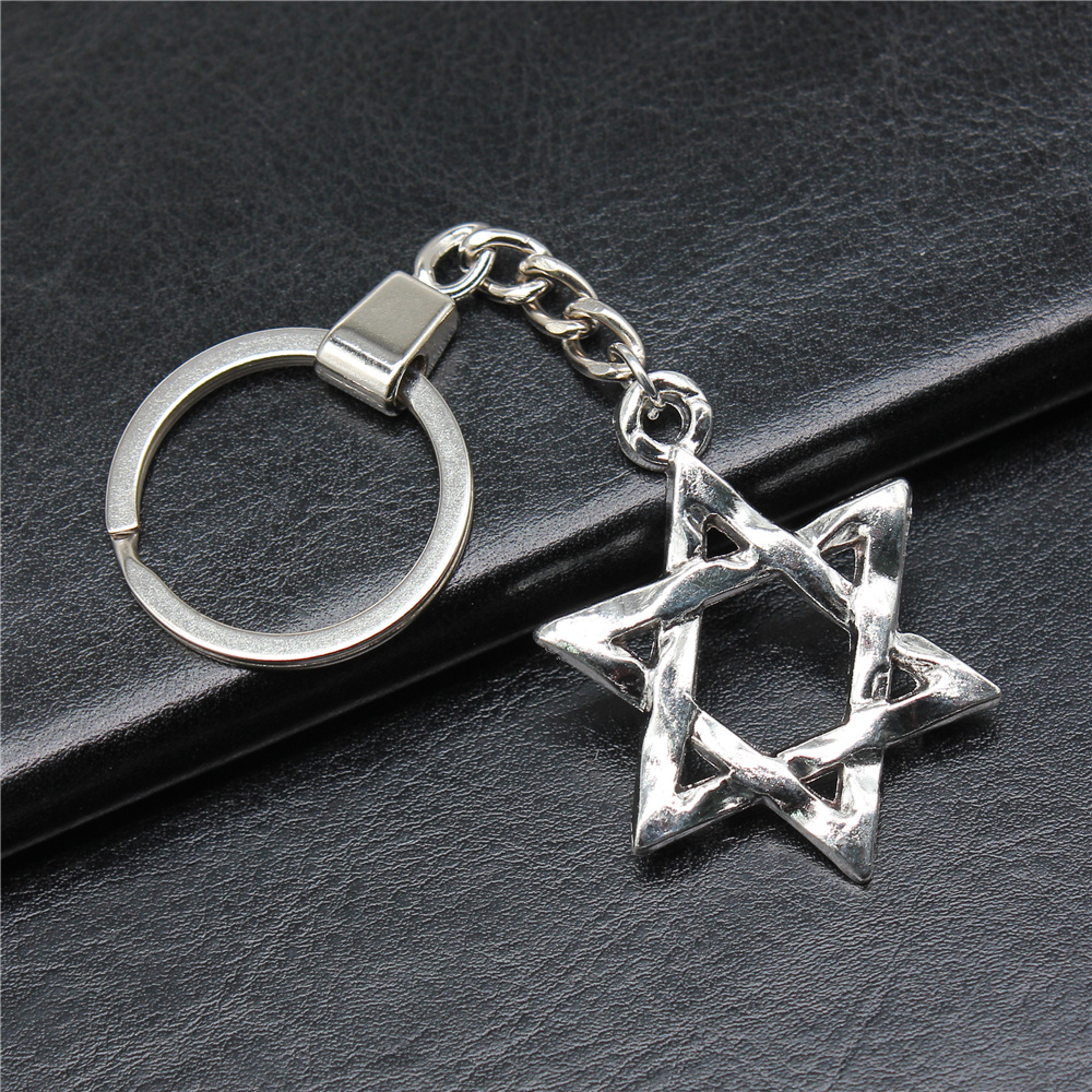 Vintage Star Of David Keychain Pendant Handmade Antique Silver Gift 1