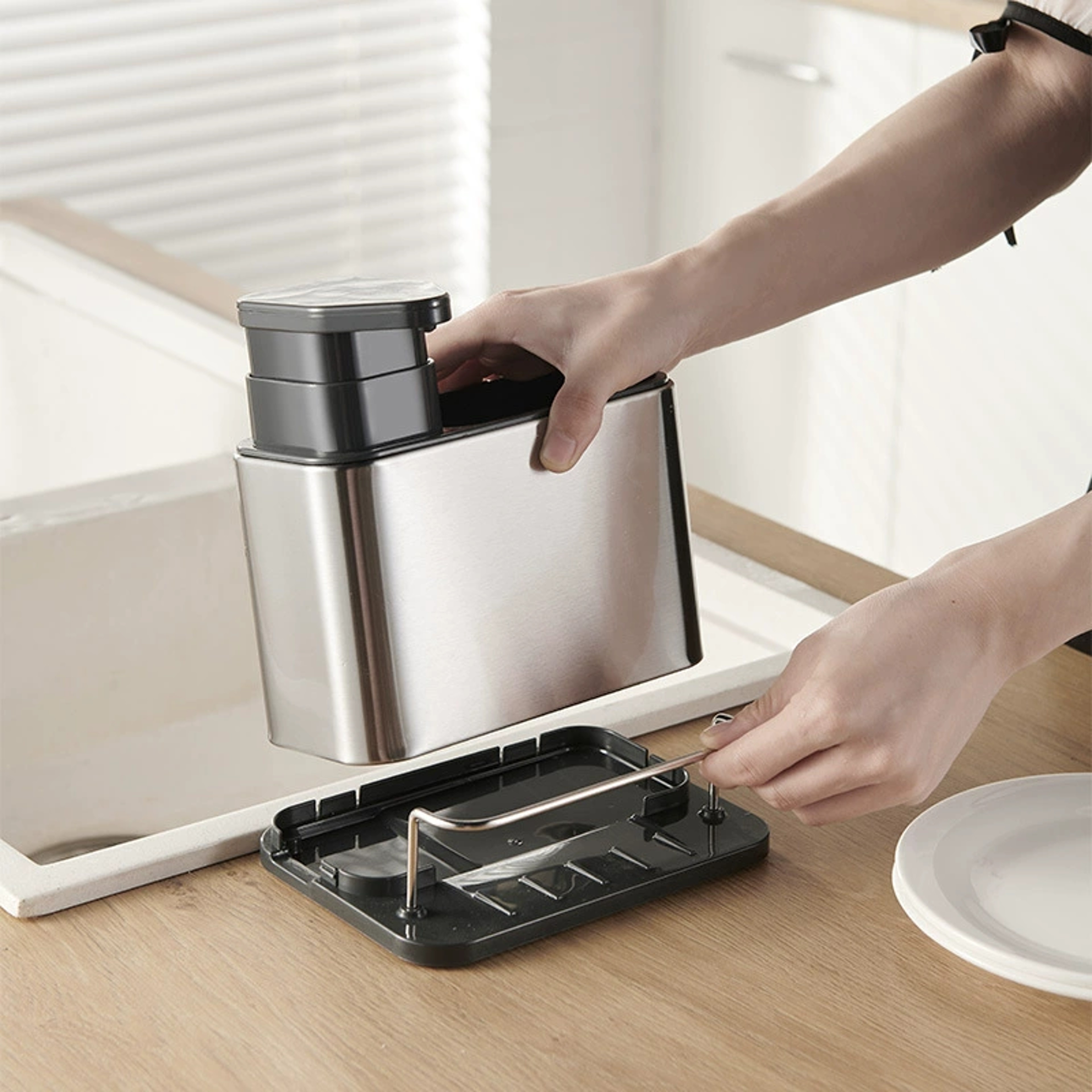 Kitchen Sink Organizer with Soap Dispenser & Storage Rack – view 5