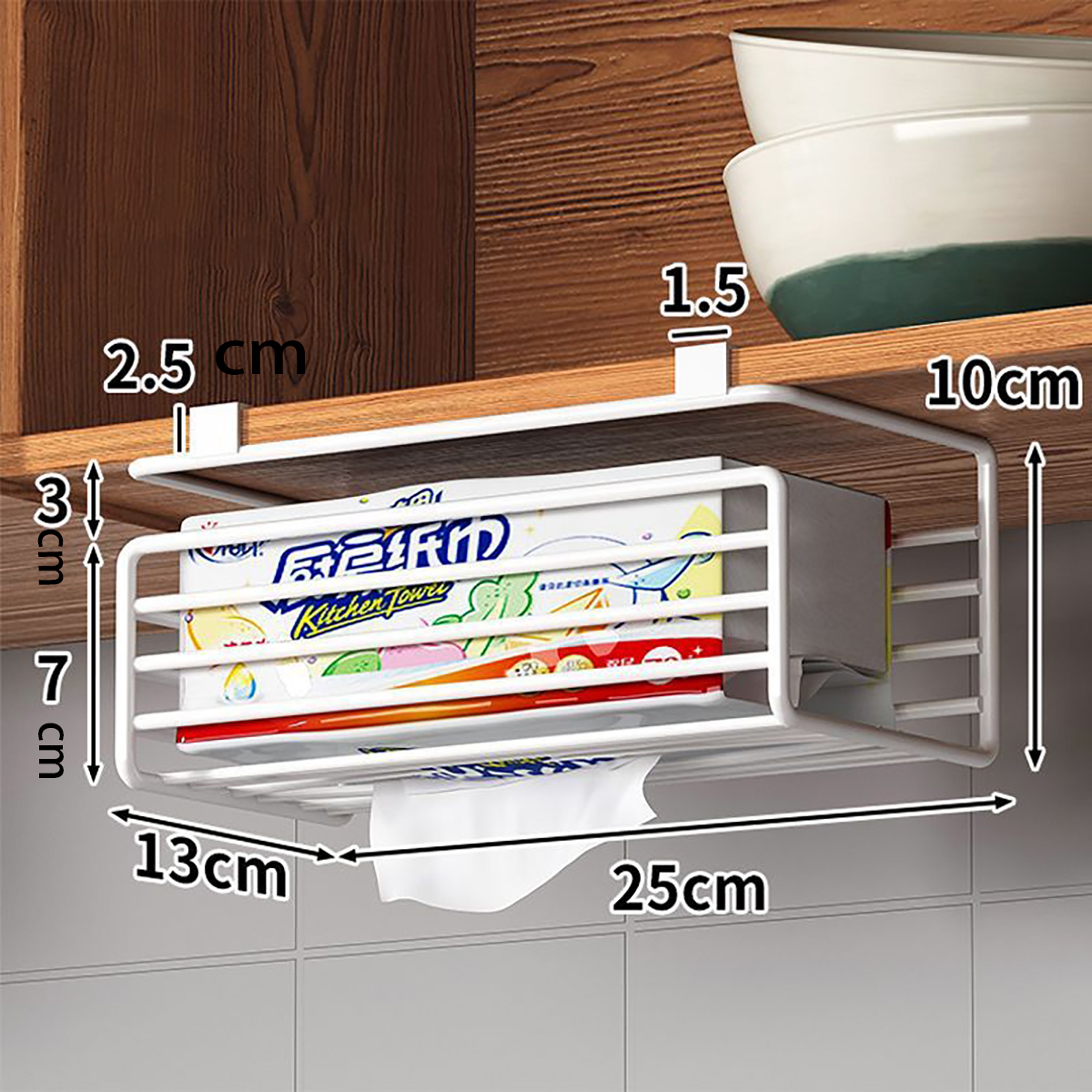 Premium Kitchen Tissue & Wet Wipe Hanger Space Saving Roll Storage Rack – view 3