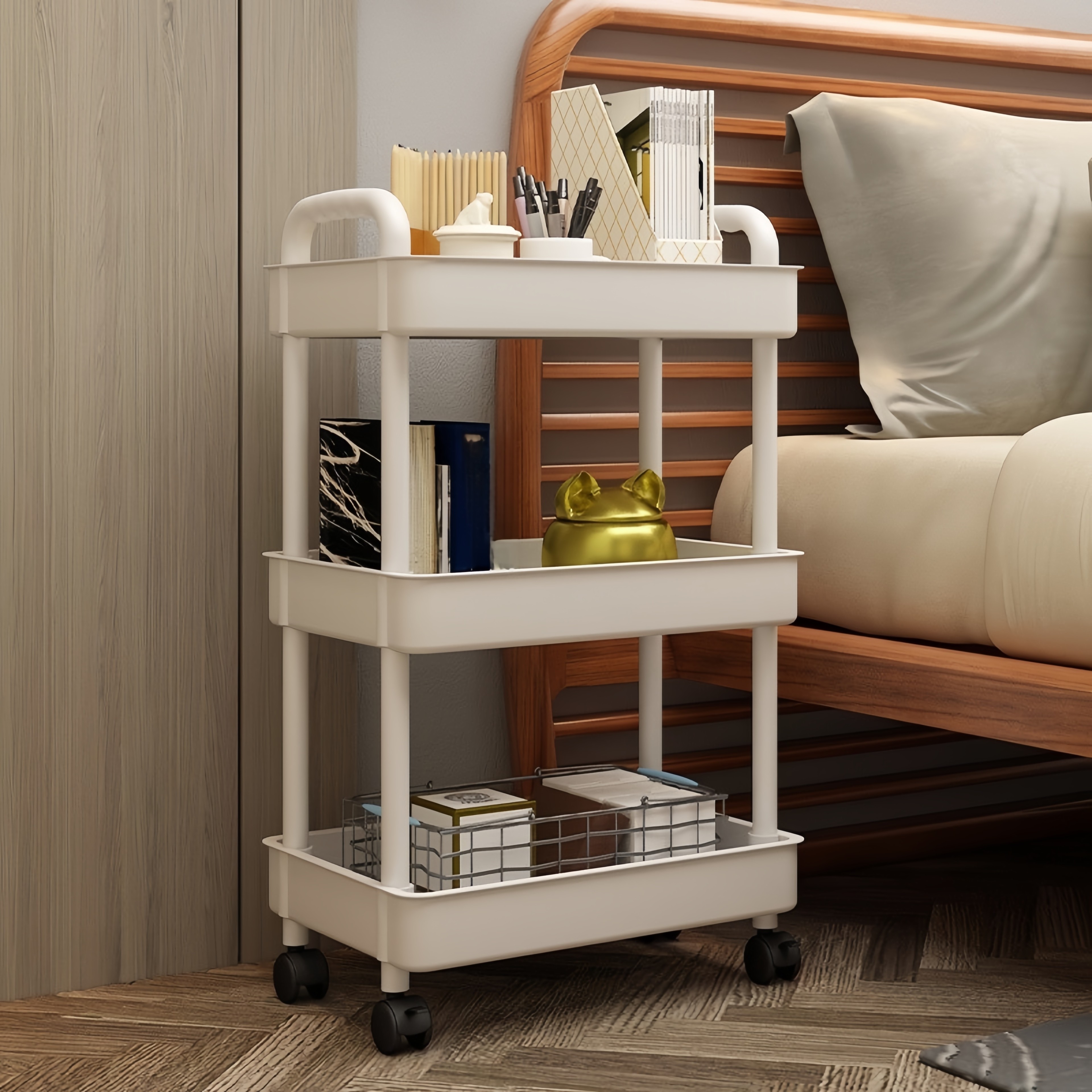 Multifunctional Rolling Storage Cart Kitchen & Bathroom Organizer – view 5