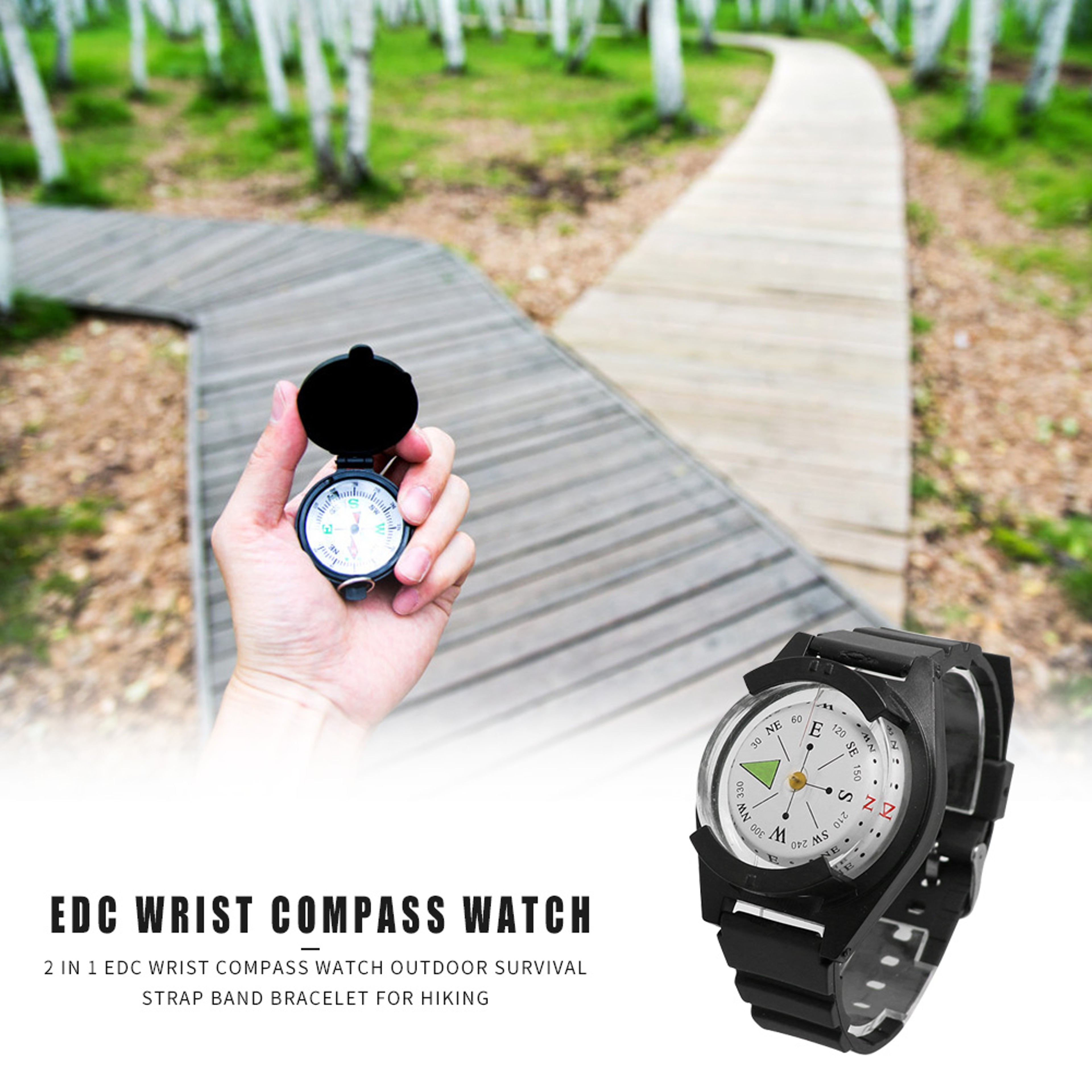 Survival Wrist Compass Watch For Outdoor Adventure  Hiking 3