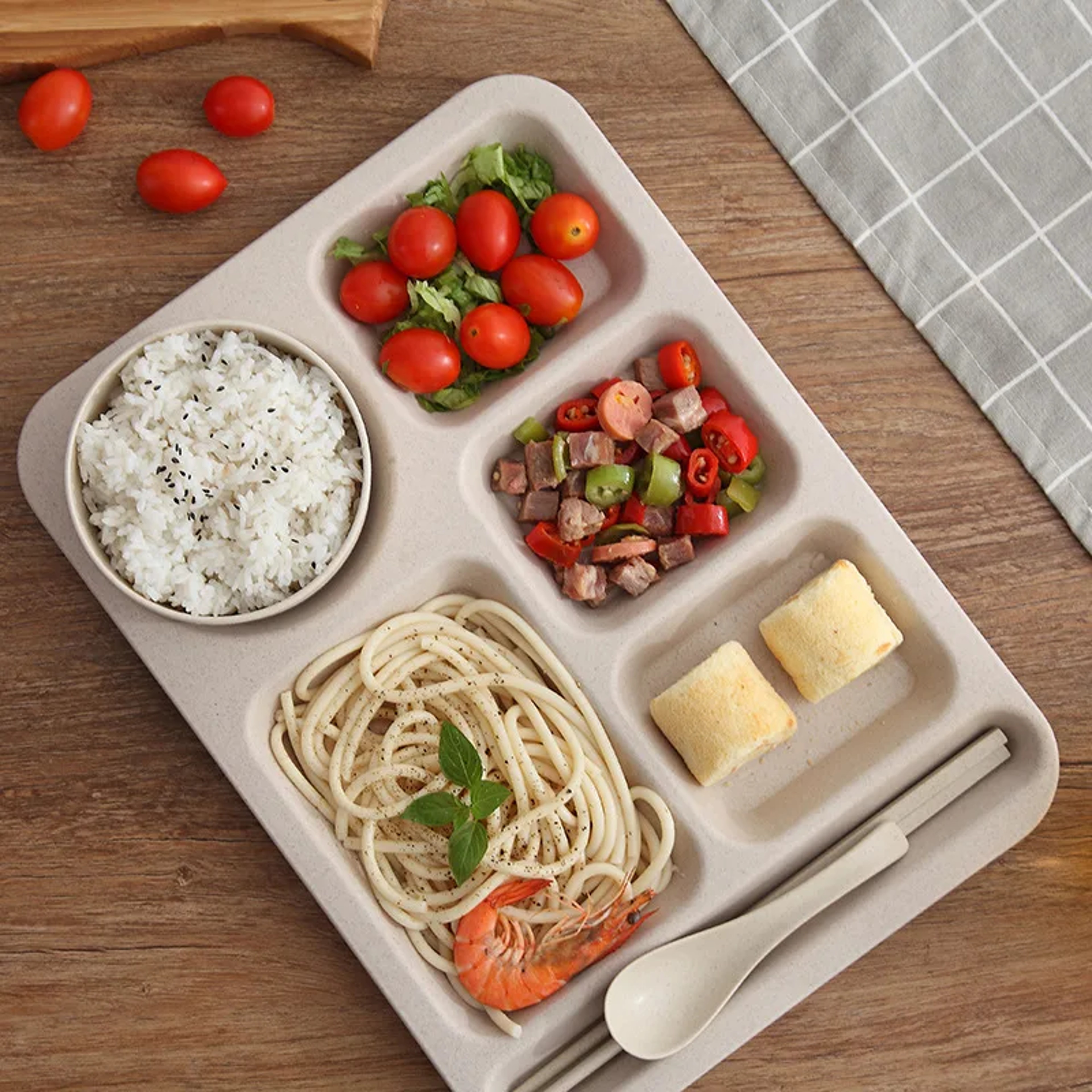 Premium Anti Fall Student Meal Plate Set Divided Bowls  Cups 3