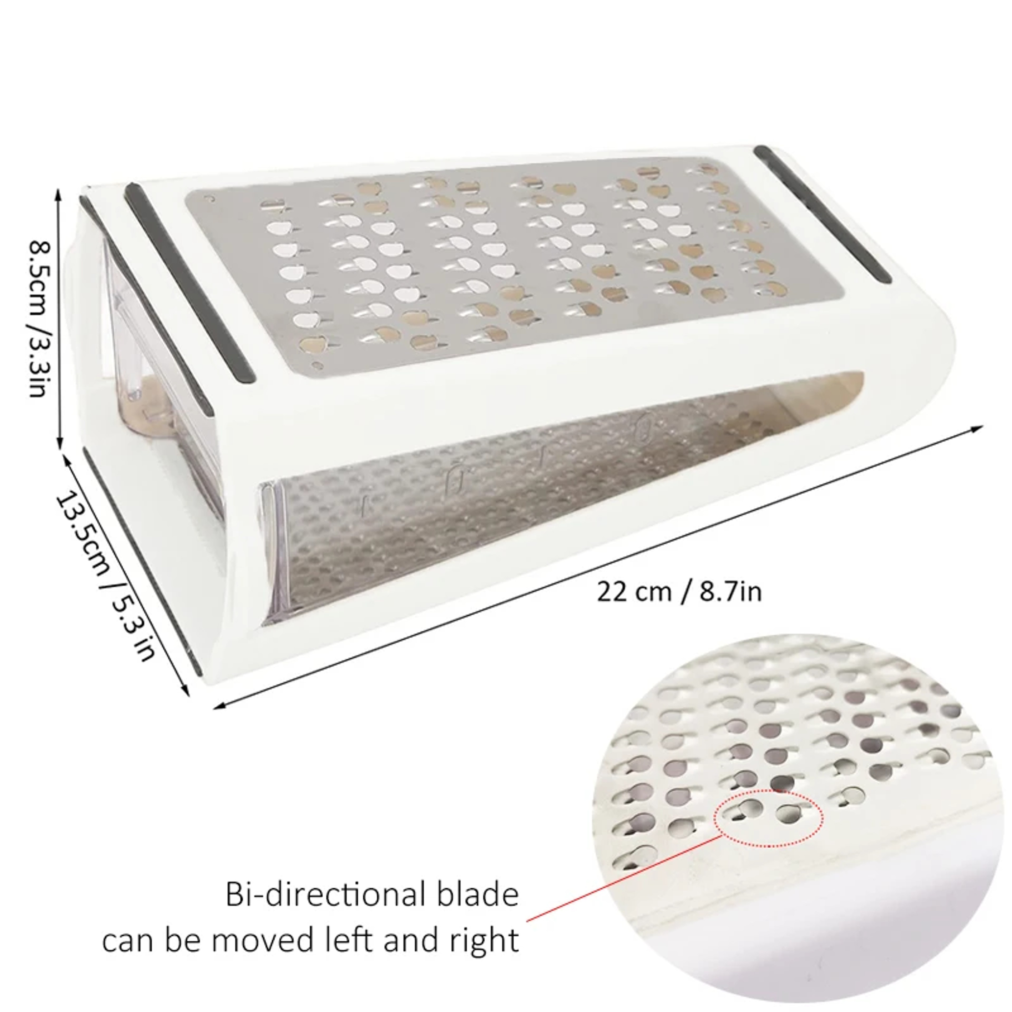 Double Sided Vegetable & Cheese Grater with Container Stainless Kitchen Tool – view 3