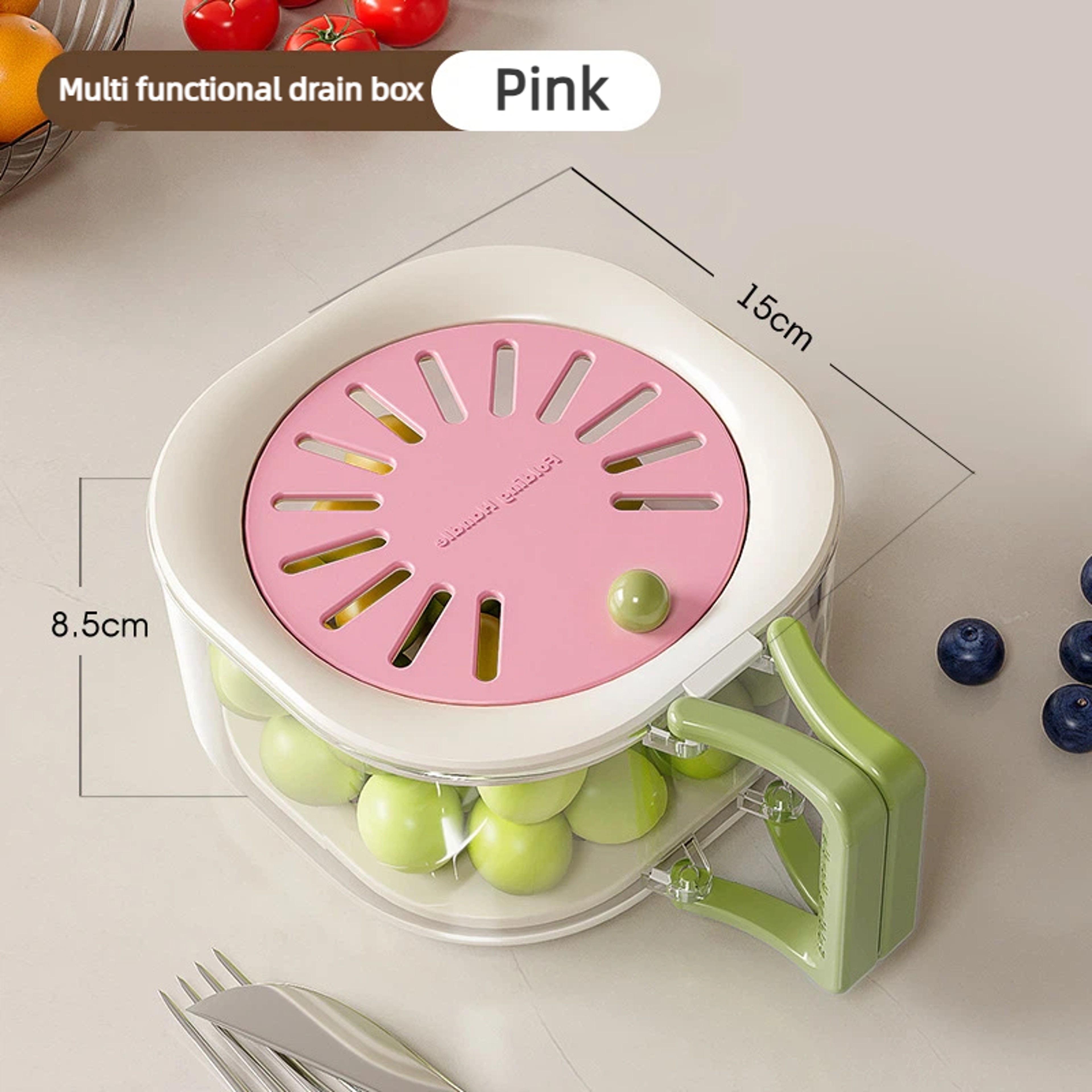 Vegetable Washing Basket With Lid And Double Layer Drain Bowl 8
