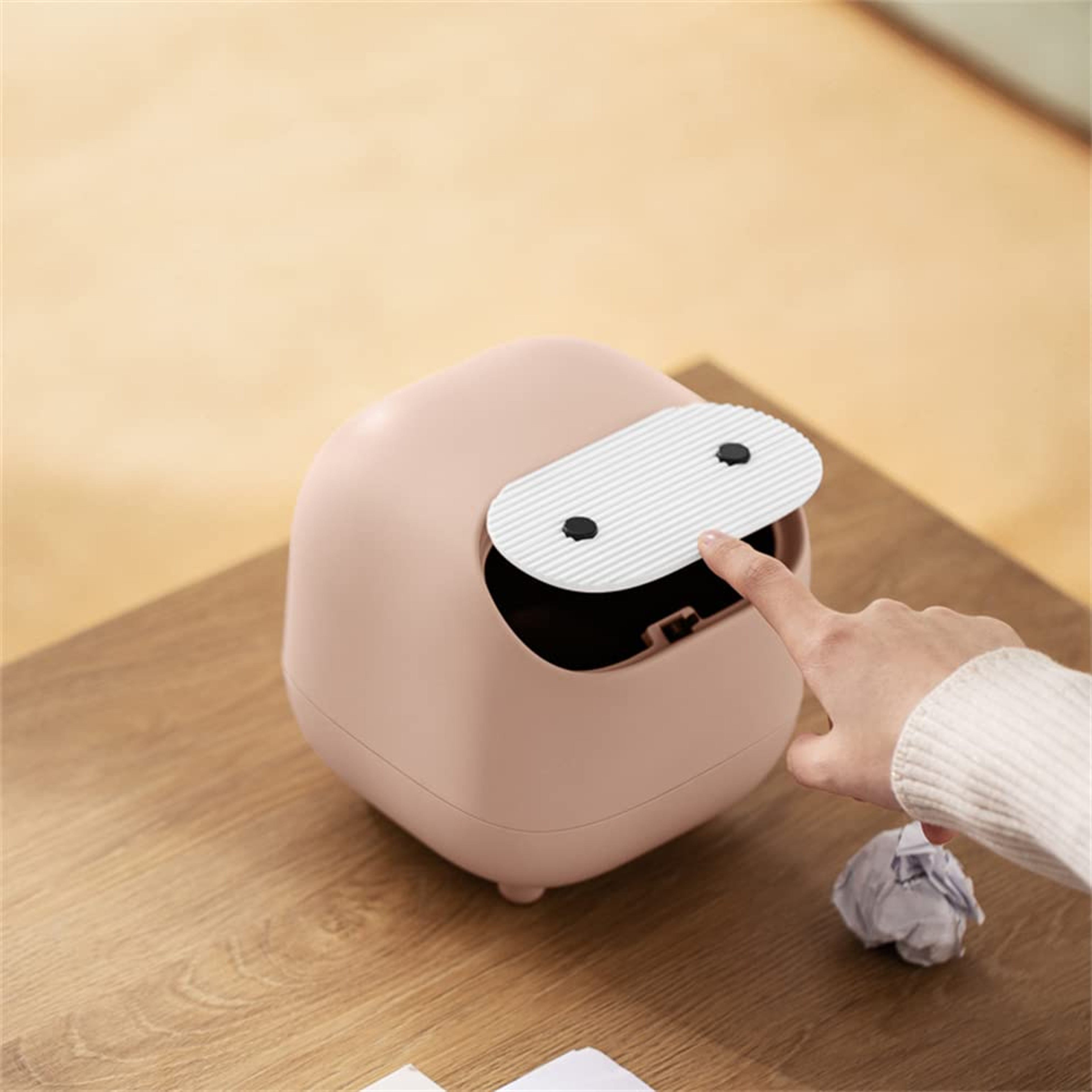 Mini Ninja Trash Can With Lid Cute Desktop Garbage Bin For Office  Bathroom 2