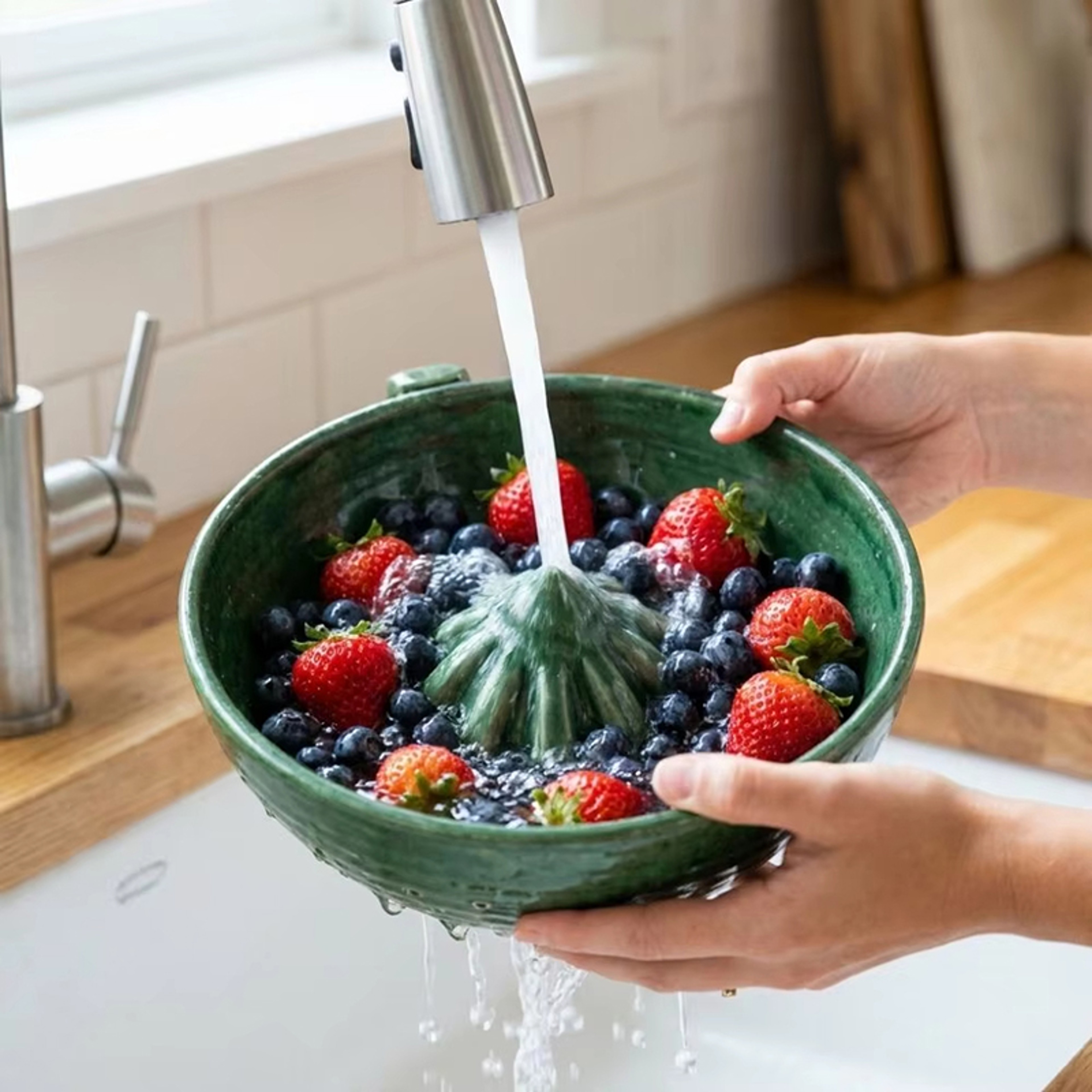 Automatic Swirl Fruit  Vegetable Washing Bowl With Quick Drain Strainer 0