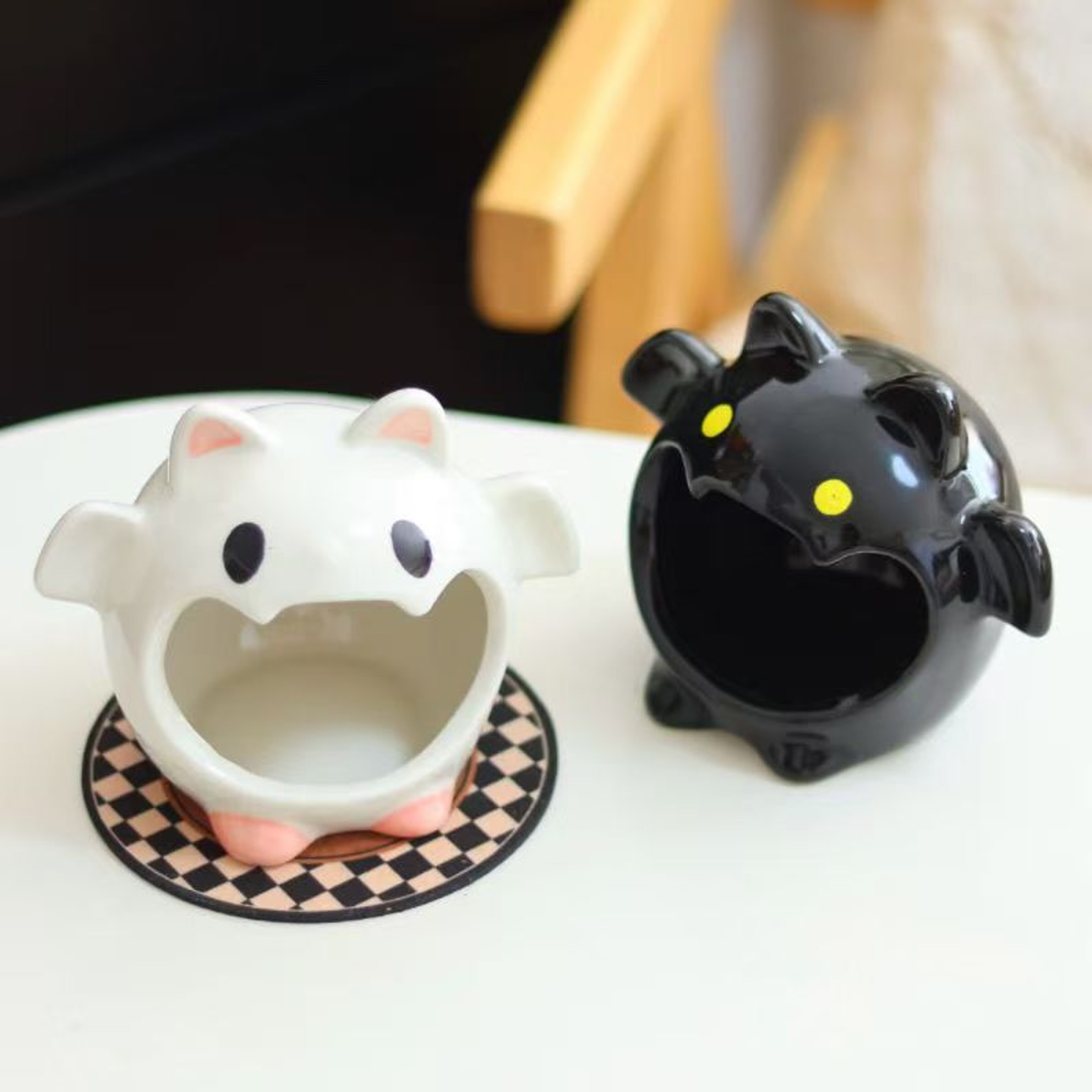 Spooky Ceramic Ghost and Bat Halloween Decor Accent – view 1