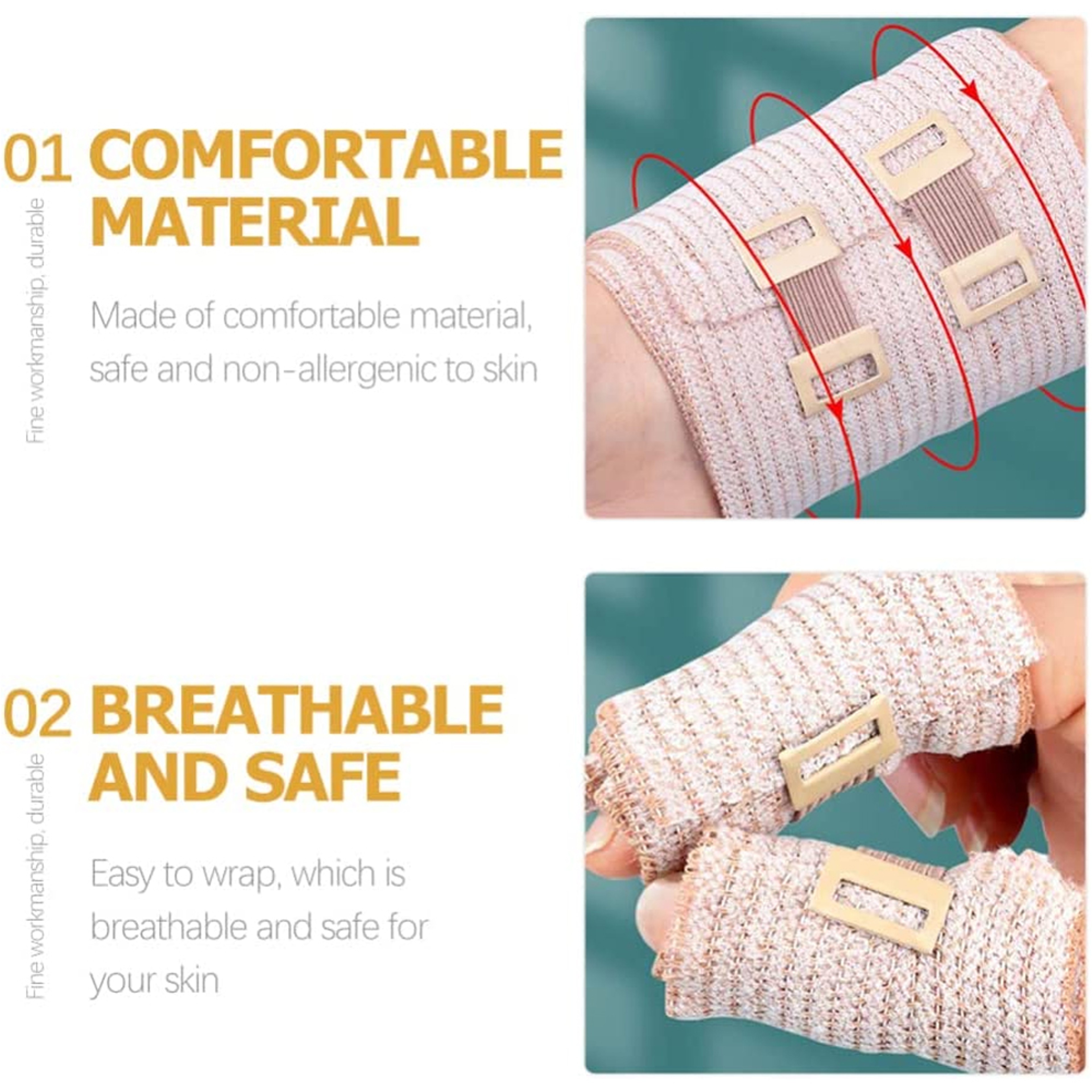 Elastic Compression Bandage Wrap With Clip Closure For Ankle Knee Wrist And Sprain Support 4