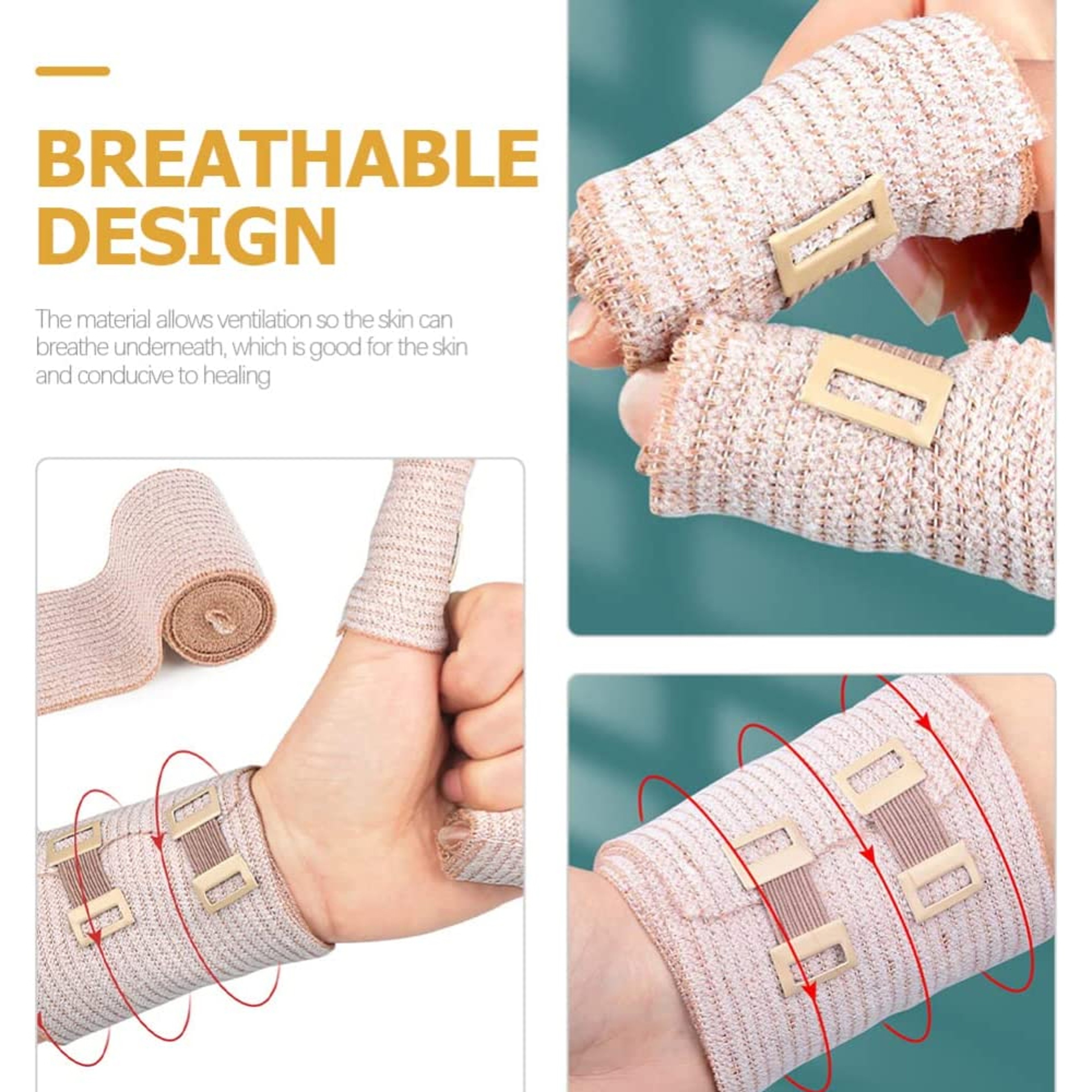 Elastic Compression Bandage Wrap With Clip Closure For Ankle Knee Wrist And Sprain Support 5
