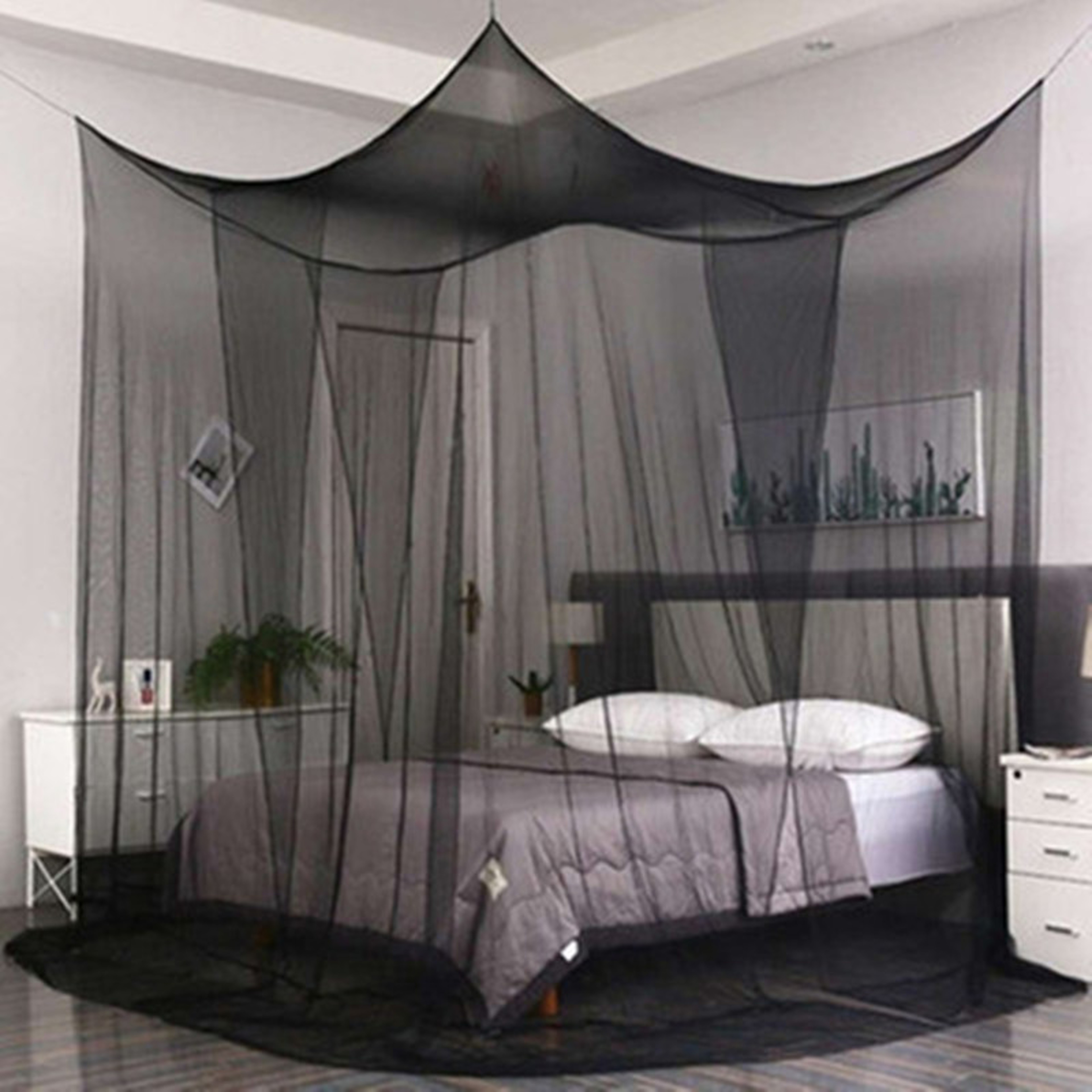 Elegant Four Door Mosquito Net For Bed White Canopy Net 6
