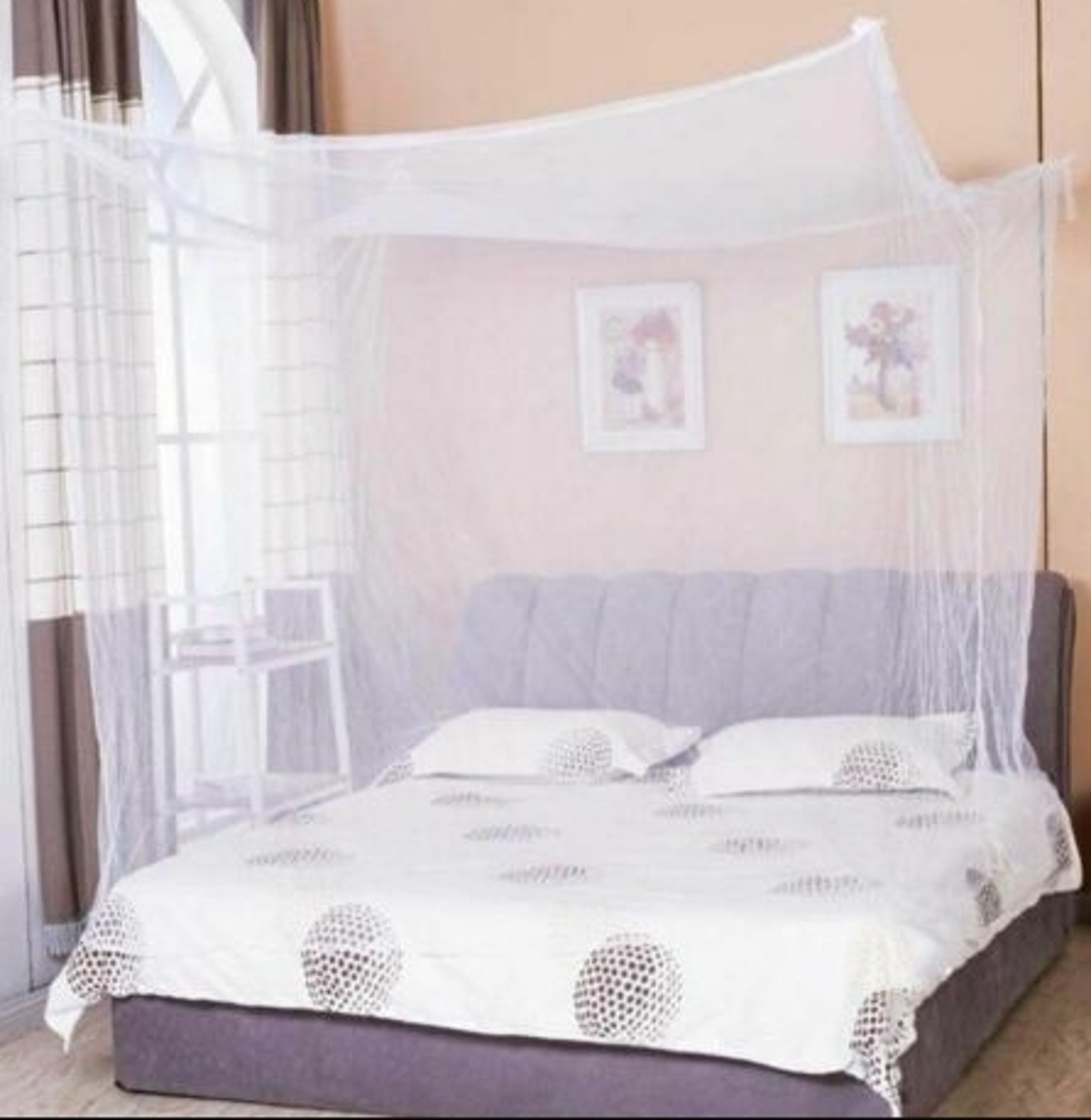 Pure Color Double Bed Mosquito Net Lightweight Breathable Bed Canopy 6