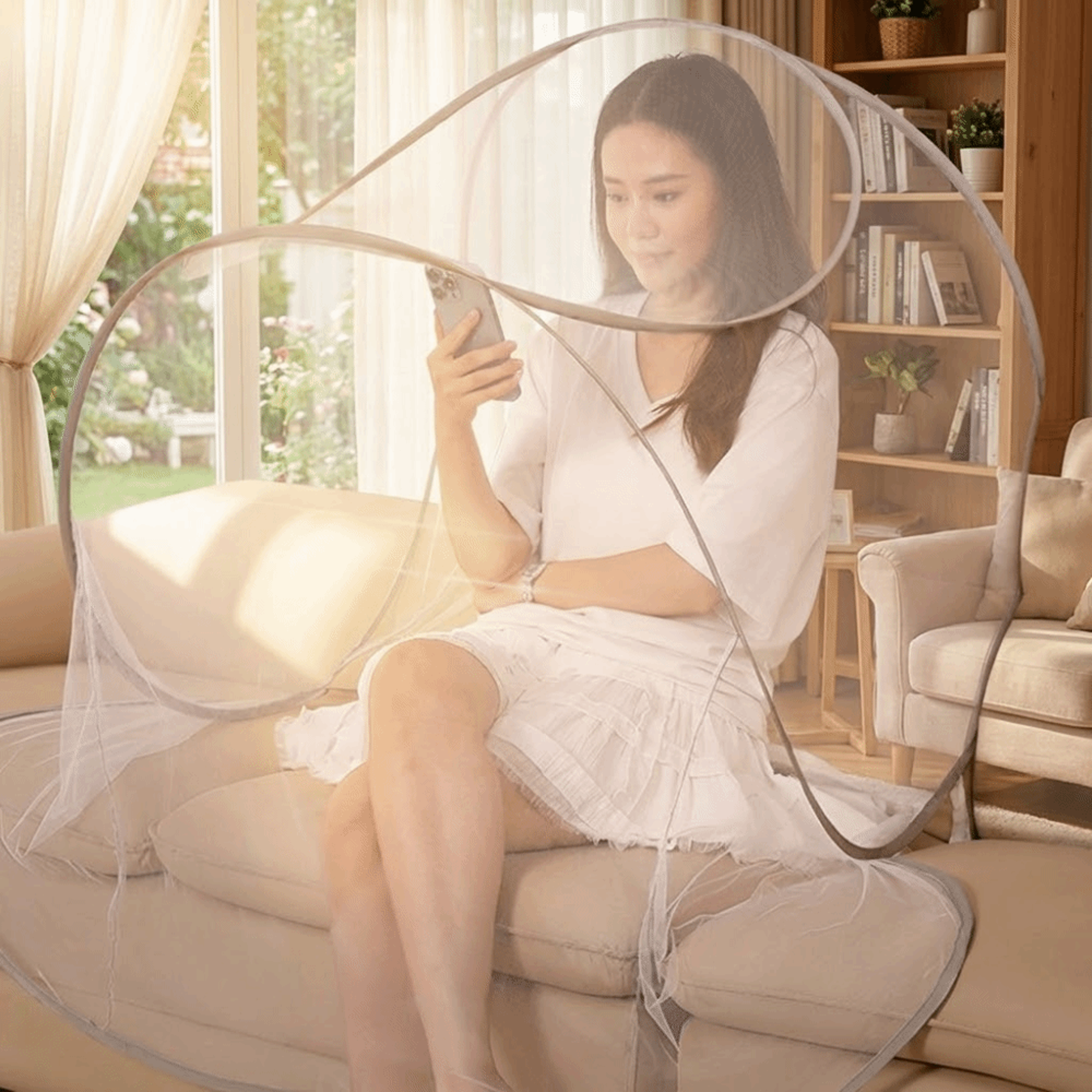 Foldable Mosquito Net Face And Head Cover With Breathable Mesh Stand 4
