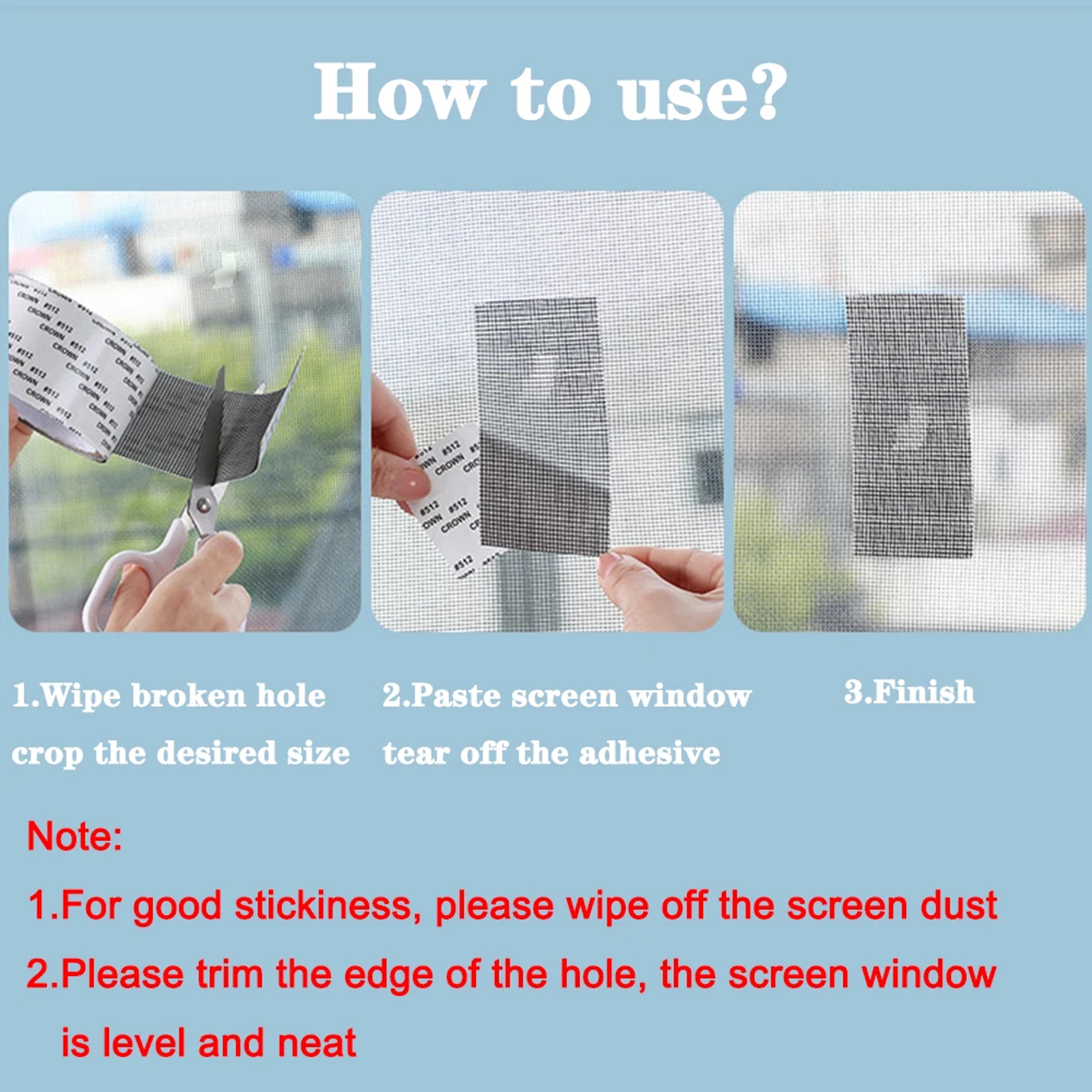 Waterproof Window Screen Repair Tape Self Adhesive Mesh Patch for Doors and Mosquito Nets – view 3