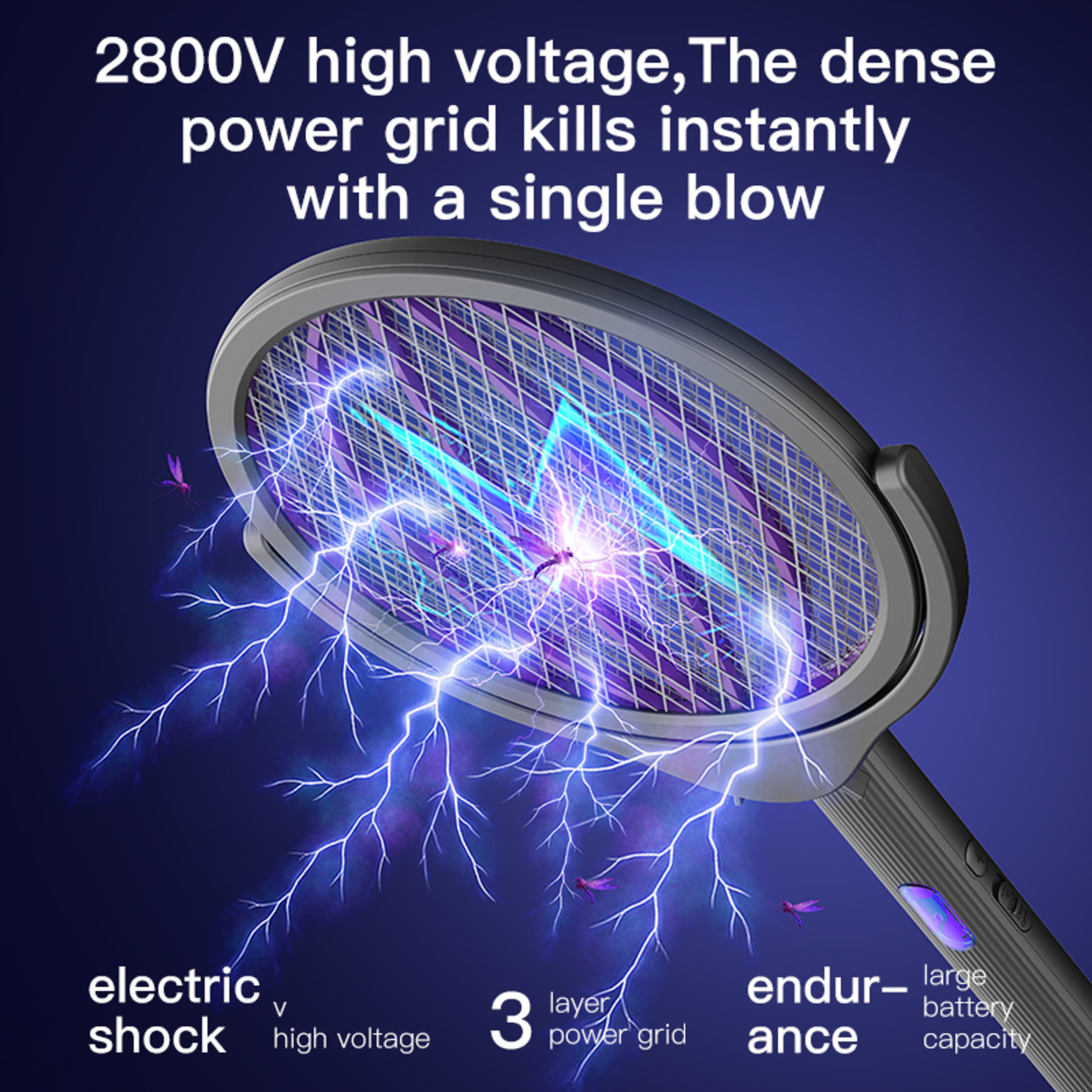Rotating Head Bug Zapper Racket and Electric Fly Swatter – view 5