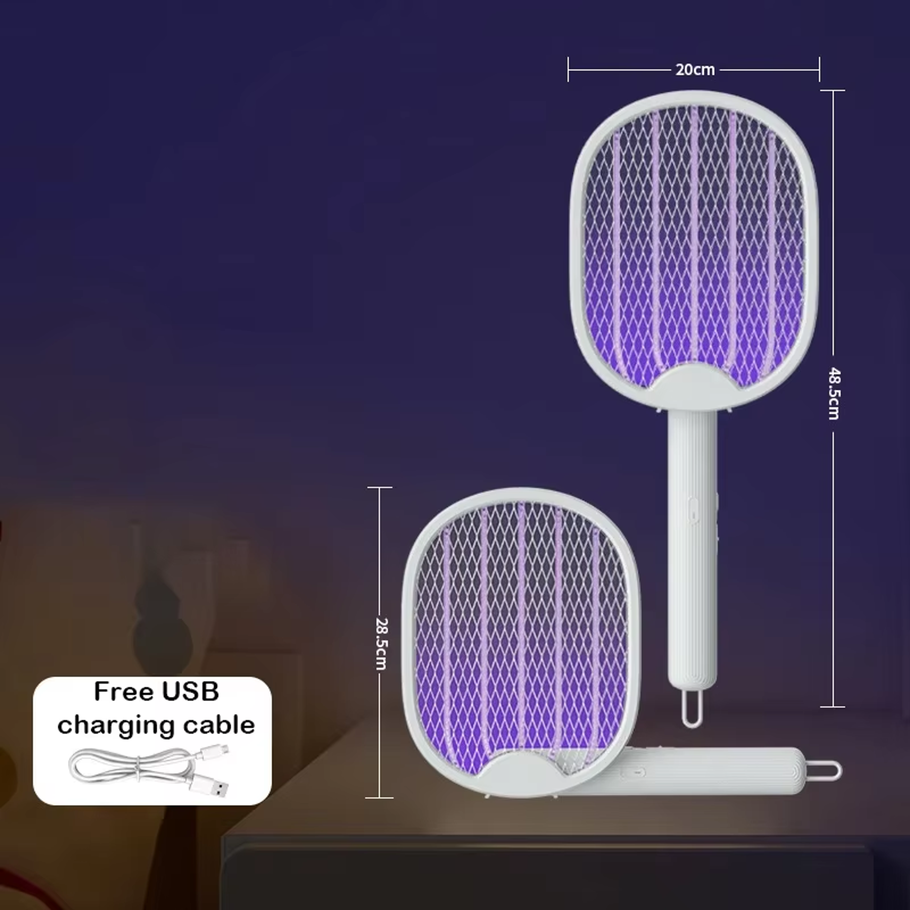 Foldable Electric Mosquito Swatter Rechargeable UV Bug Zapper Racket – view 7