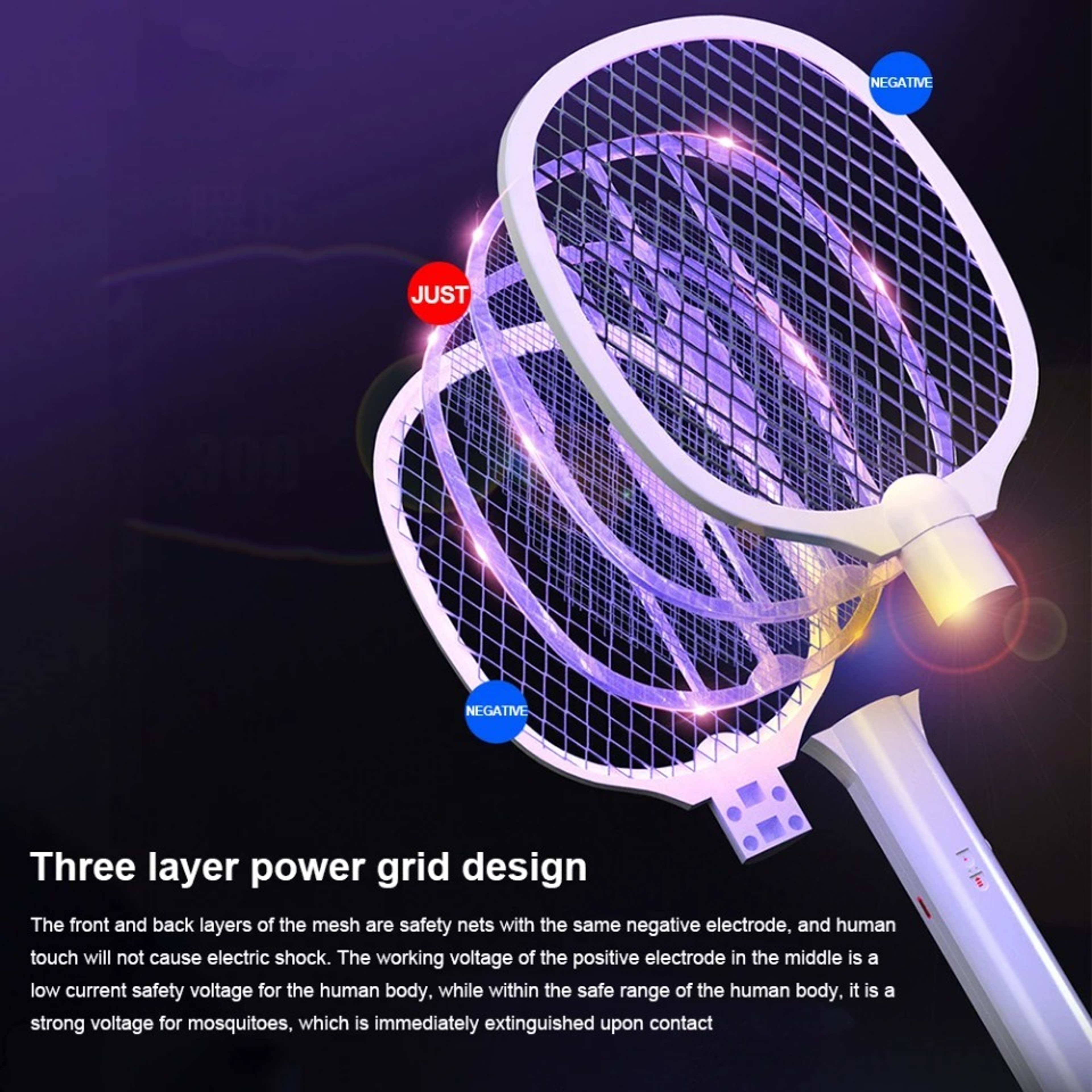 Electric Fly Swatter and USB Rechargeable Bug Zapper Racket – view 2