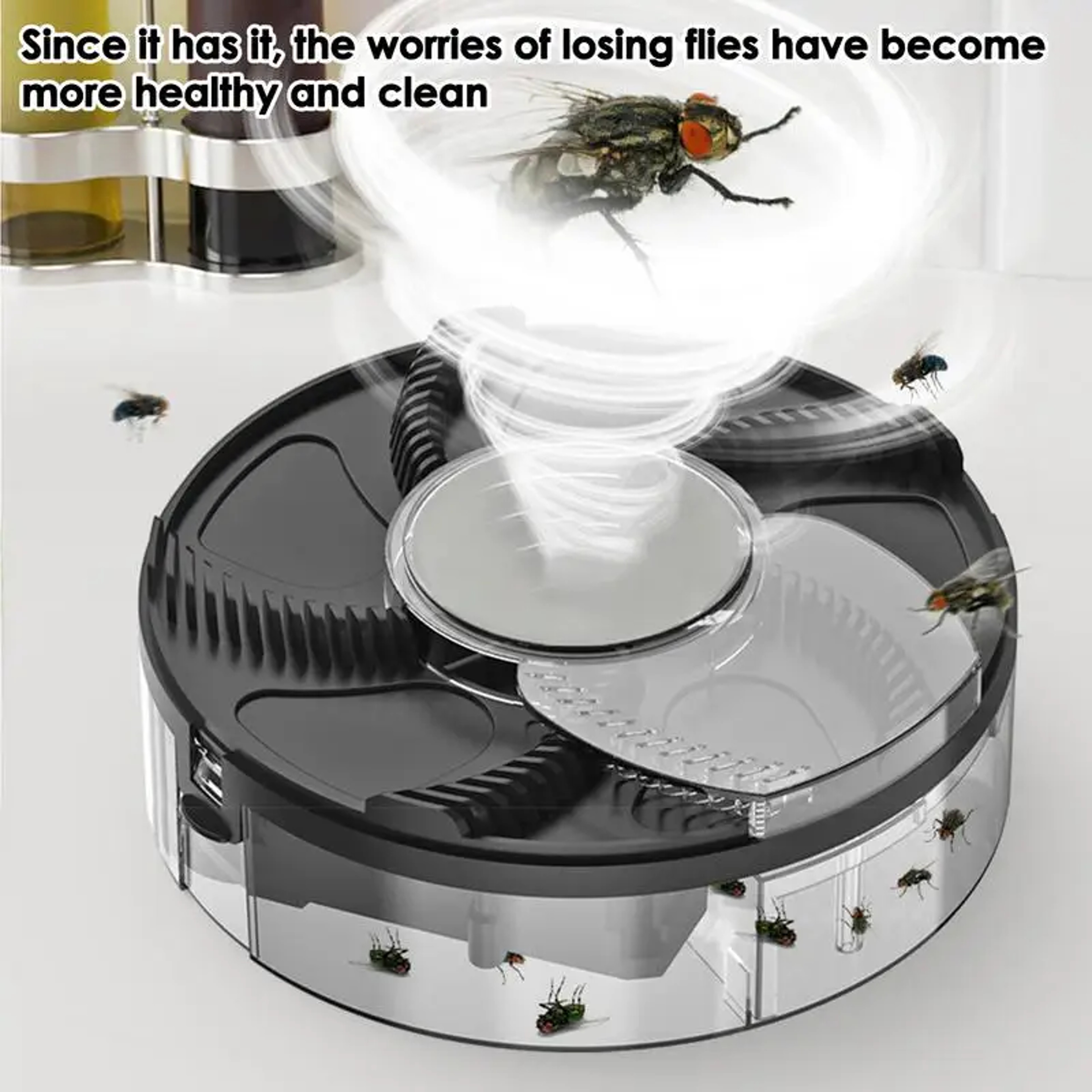 Rechargeable Rotating Fly Trap  Silent Indoor Pest Control Fly Catcher Device 2