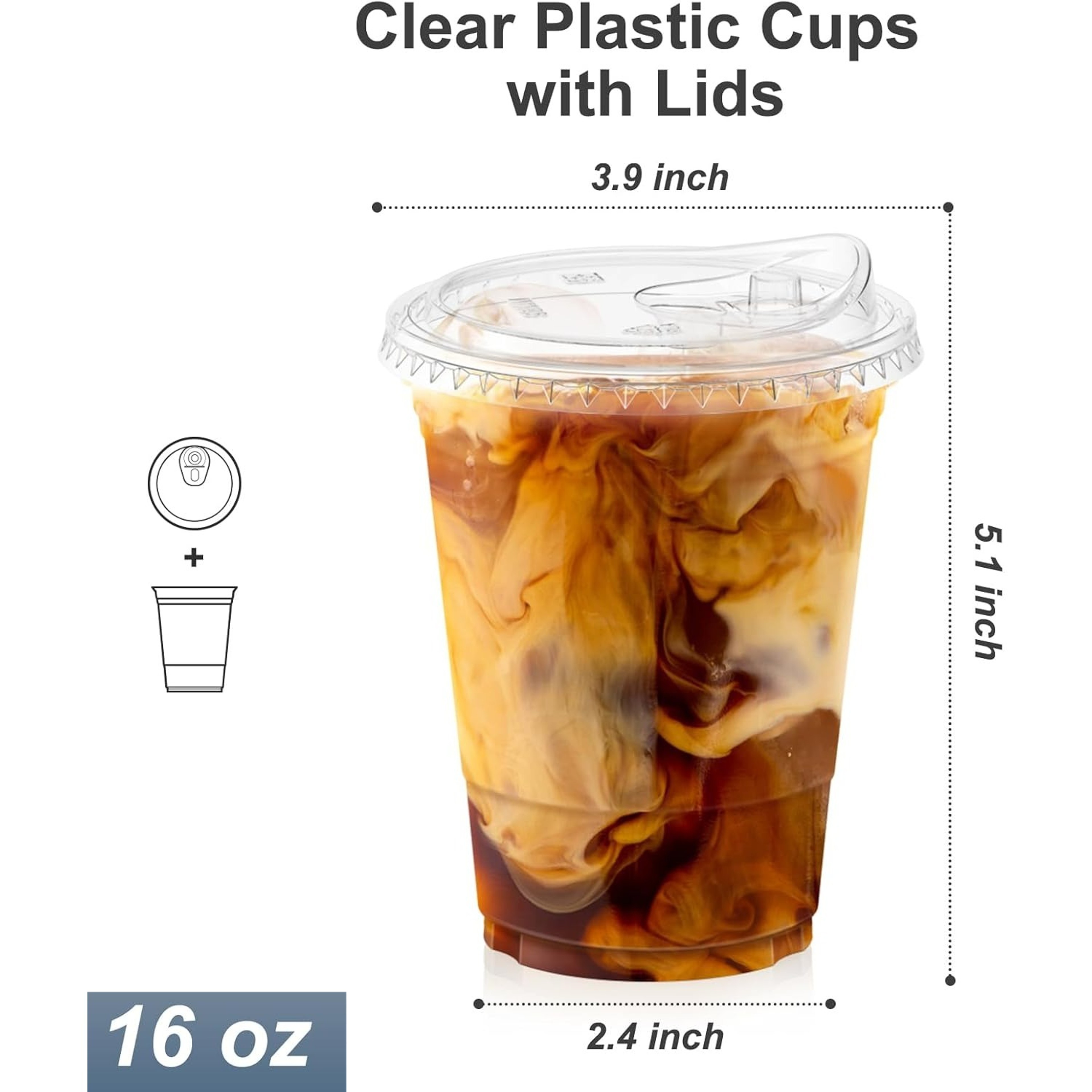 Premium Clear Plastic Cups With Lids Disposable Smoothie  Iced Coffee Cups 1