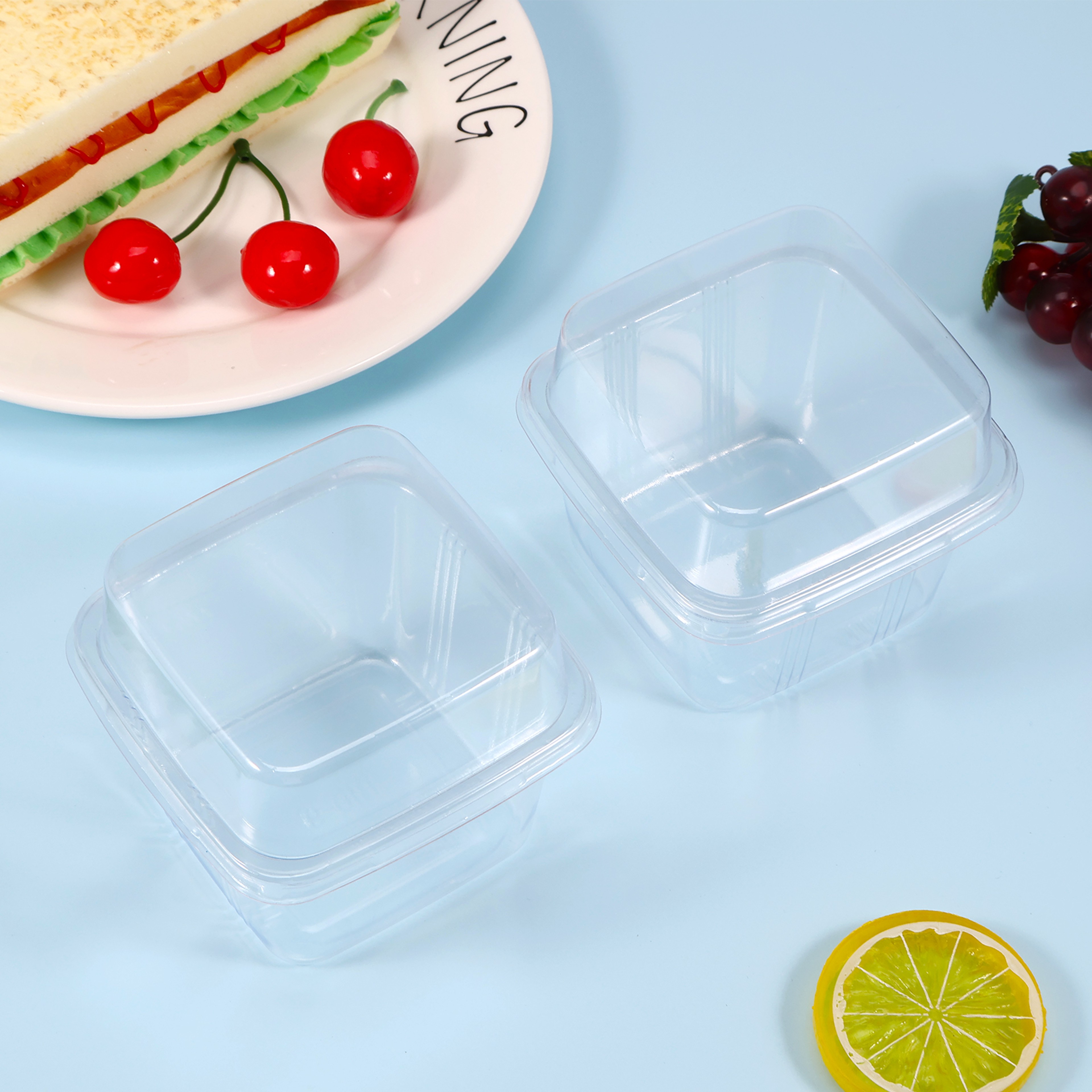 Dessert Cups with Lids Clear Square Plastic Dessert Boxes – view 3