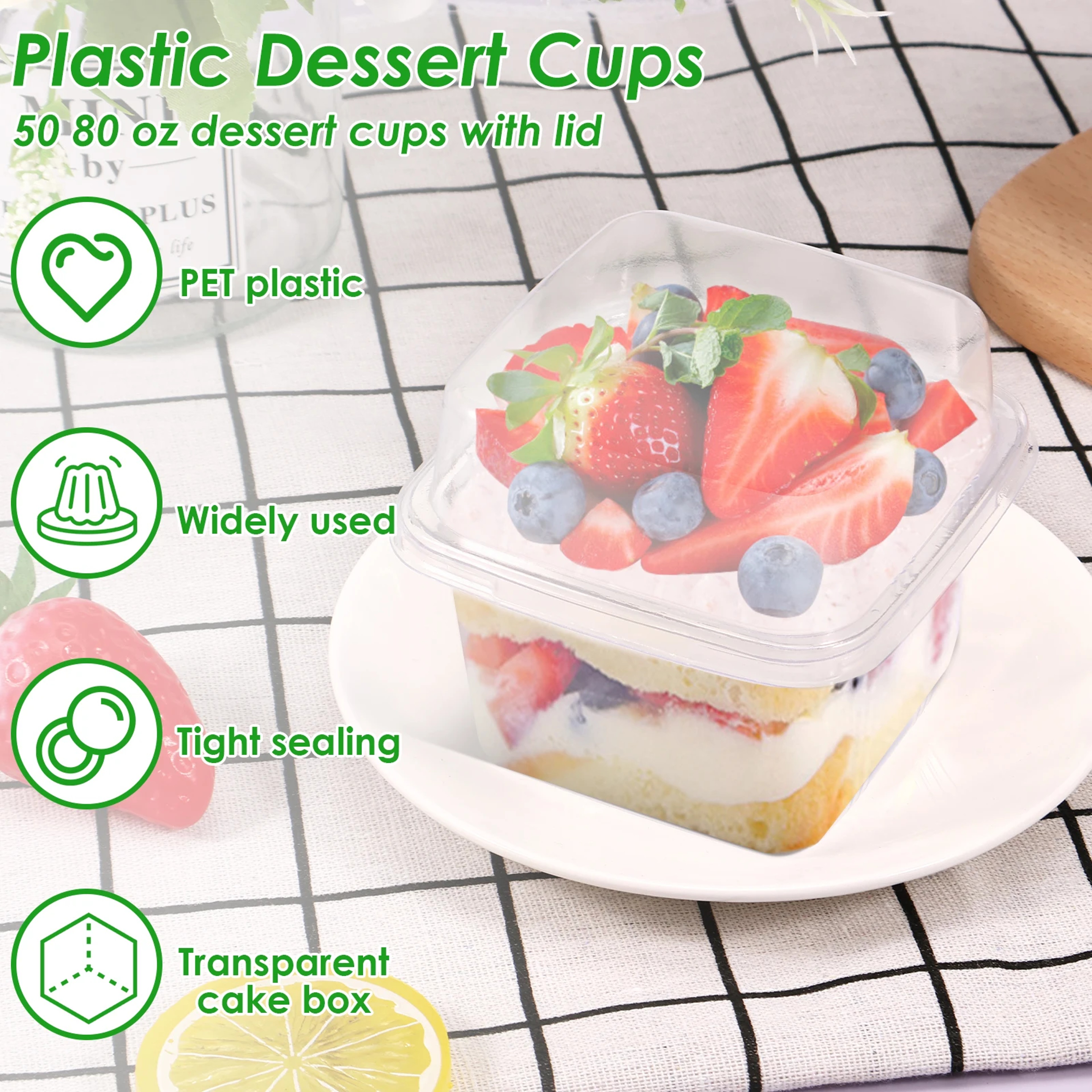 Dessert Cups with Lids Clear Square Plastic Dessert Boxes – view 4
