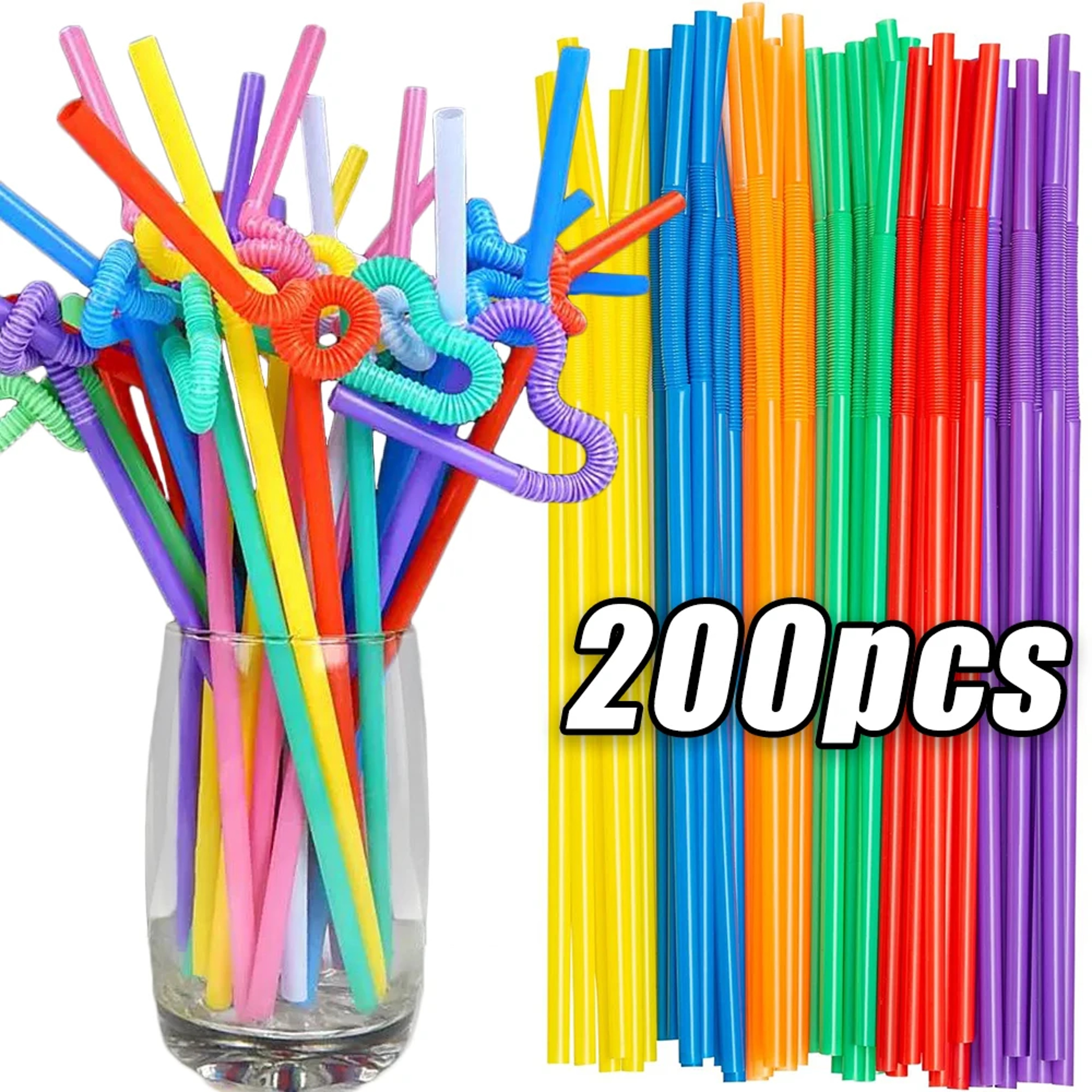 Colorful Flexible Disposable Drinking Straws for Parties, Bars and Everyday Drinks – view 1