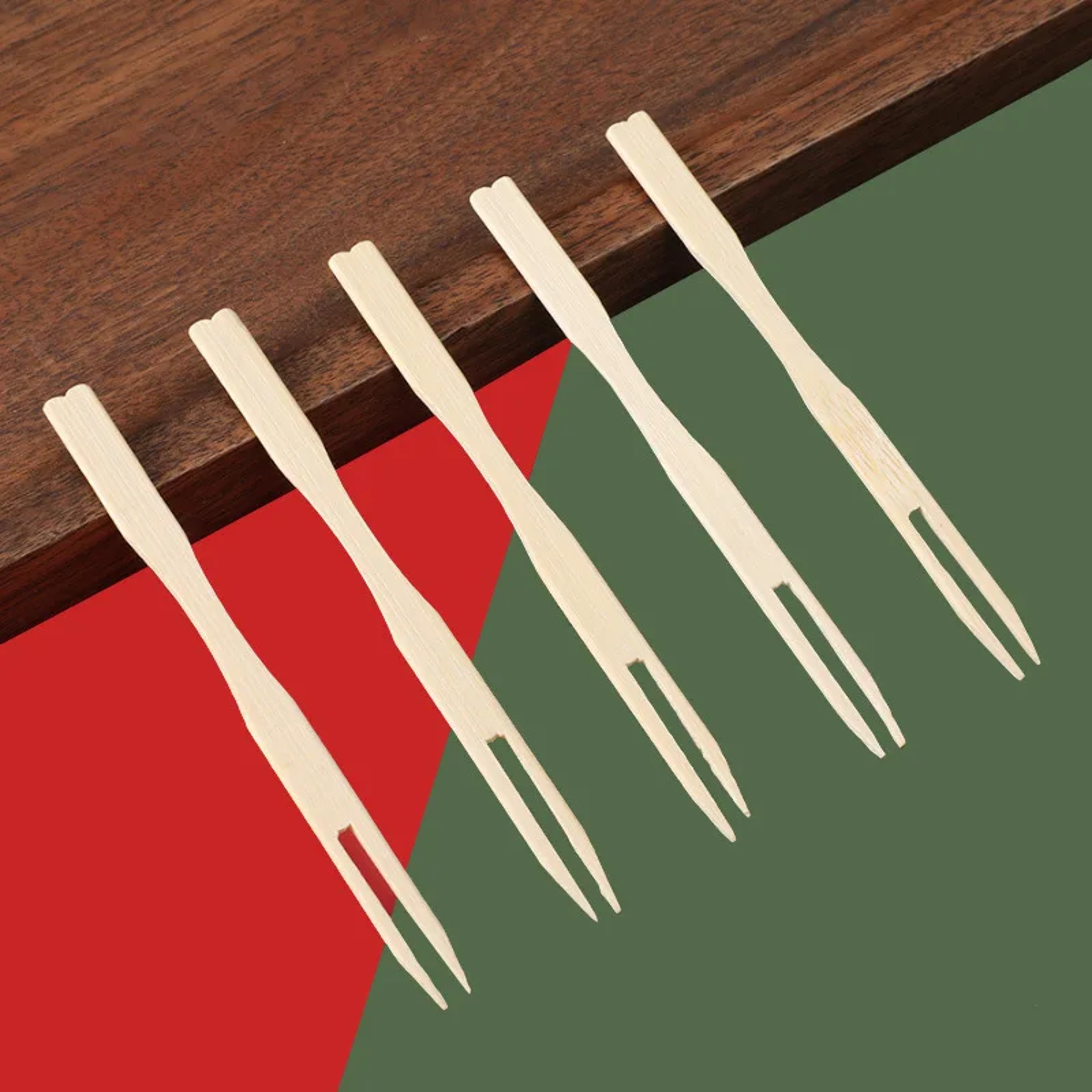Mini Bamboo Fruit Picks  Disposable Appetizer Forks 4