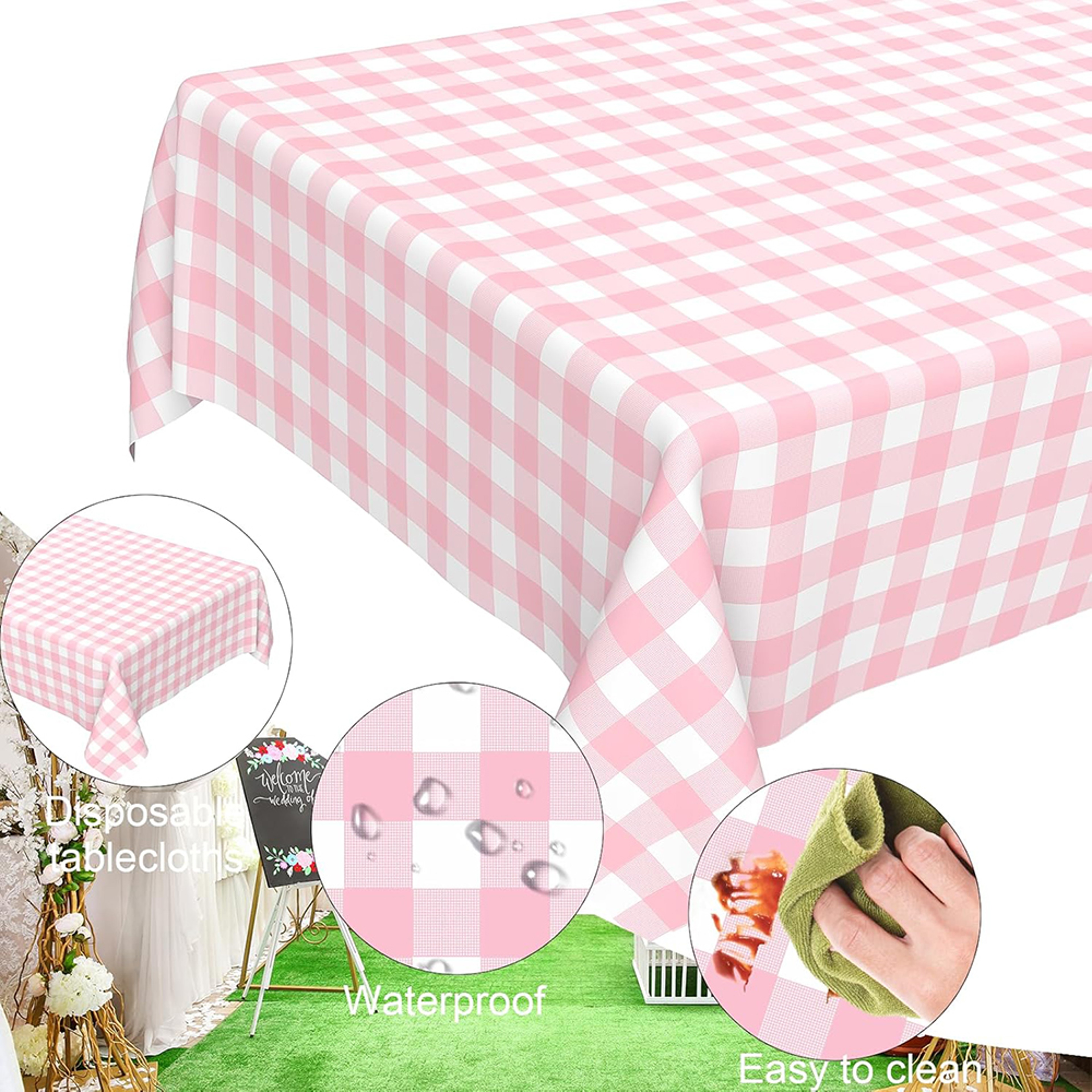Premium Disposable Checkered Tablecloth Plastic Party Table Cover  Picnic Decor 3