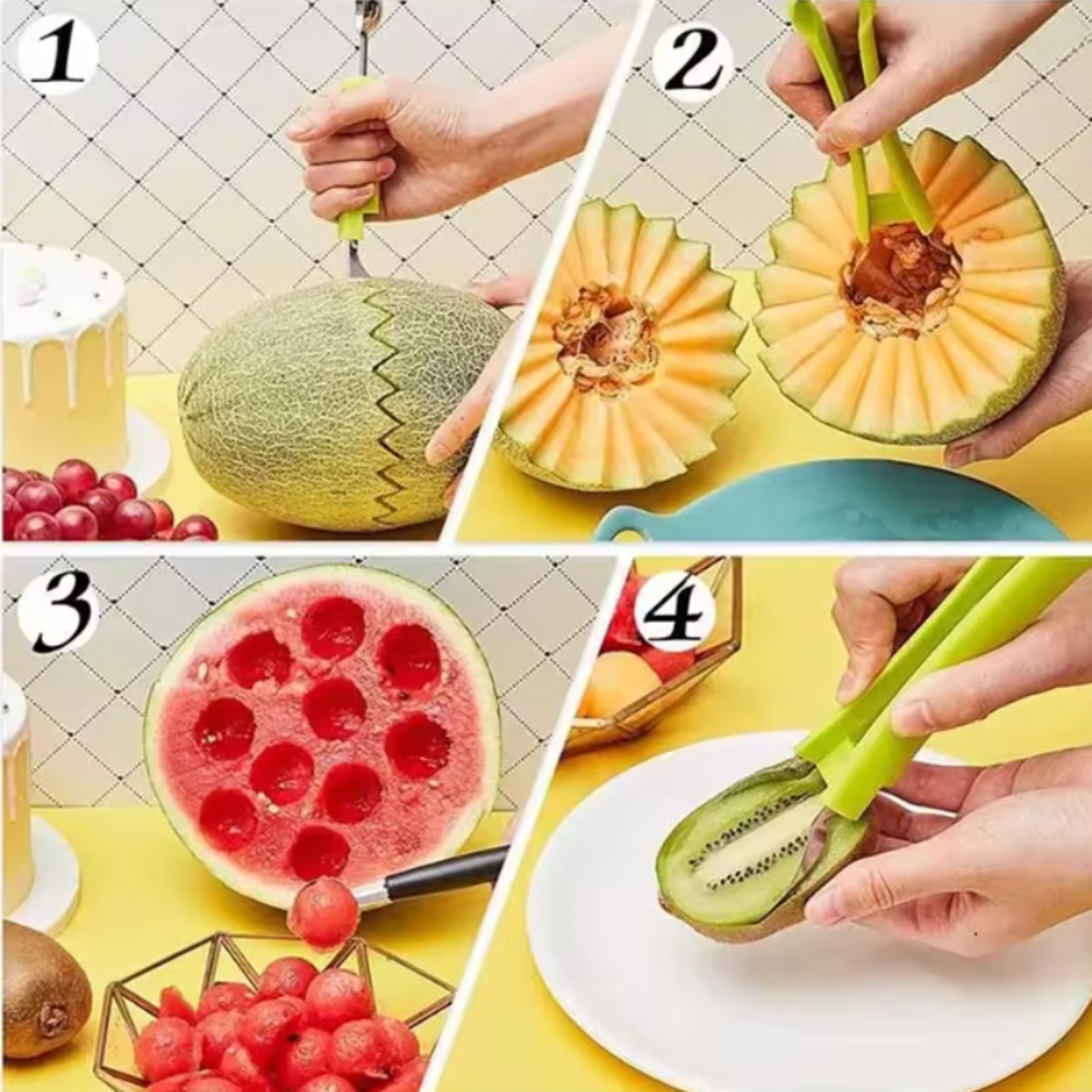 Watermelon Cutter & Fruit Carving Tool Set with Melon Baller Scoop – view 6