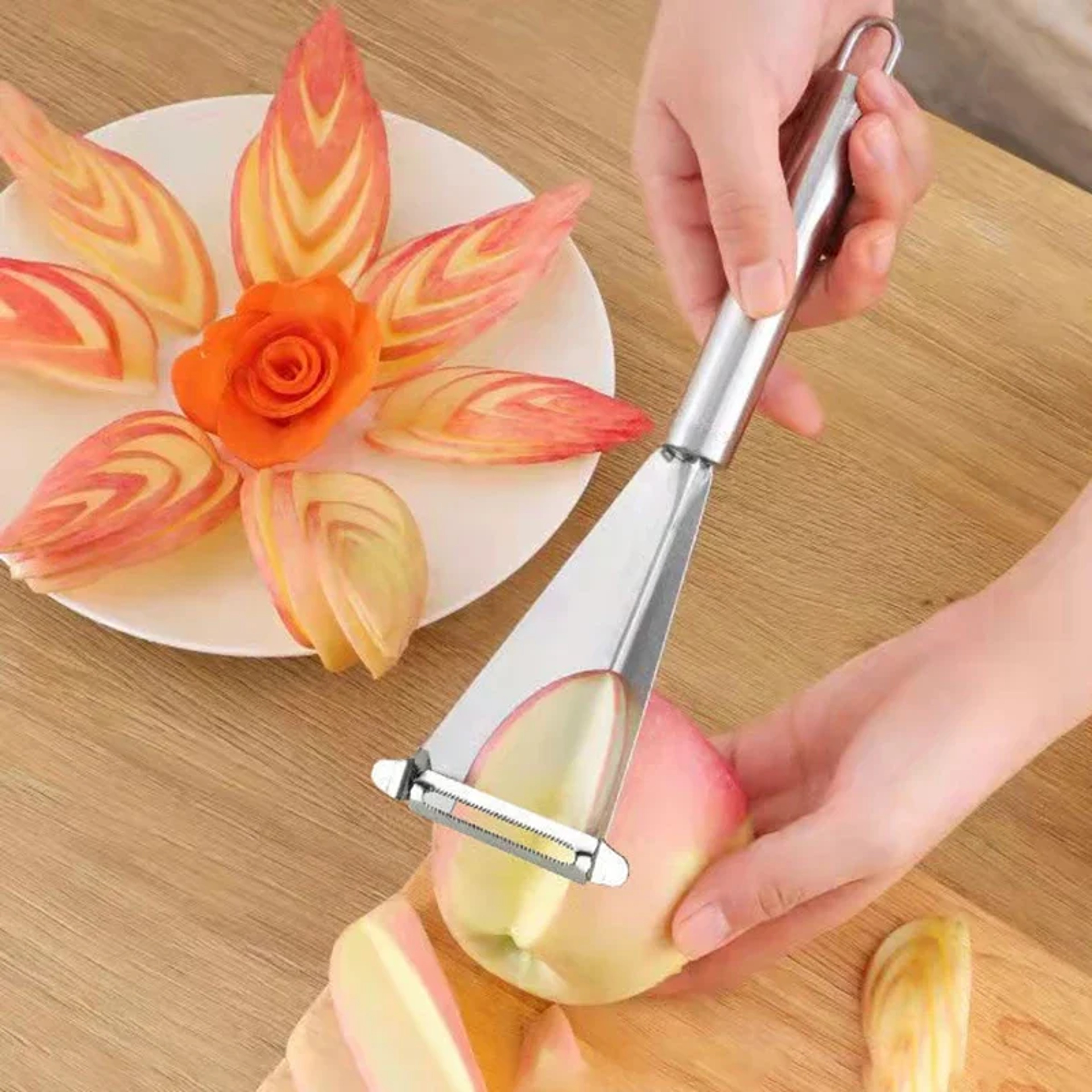 Premium Stainless Steel Triangle Fruit Carving Knife Precise Vegetable & Fruit Platter Cutter – view 1