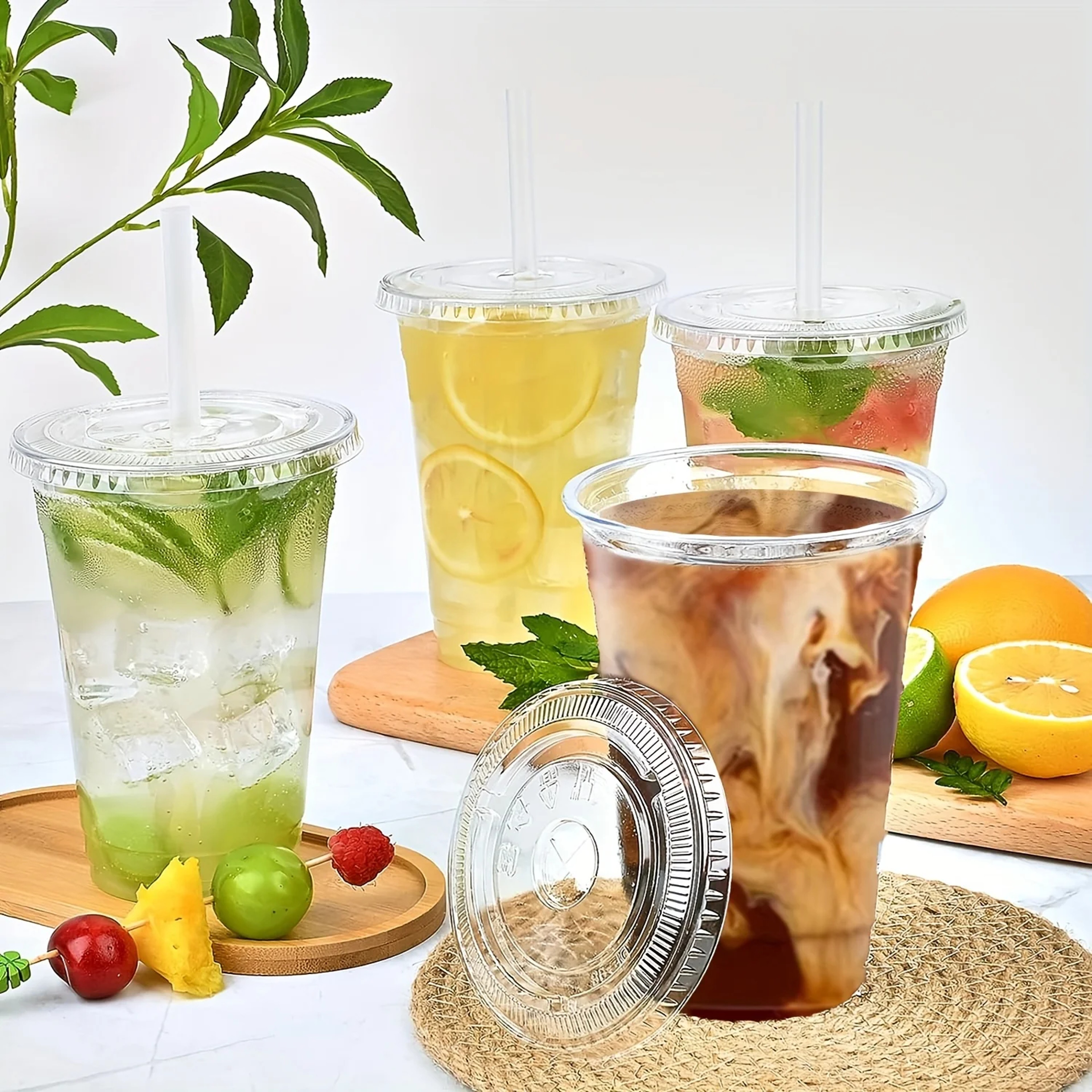 Clear Plastic Cups With Lids And Straws For Iced Coffee 2